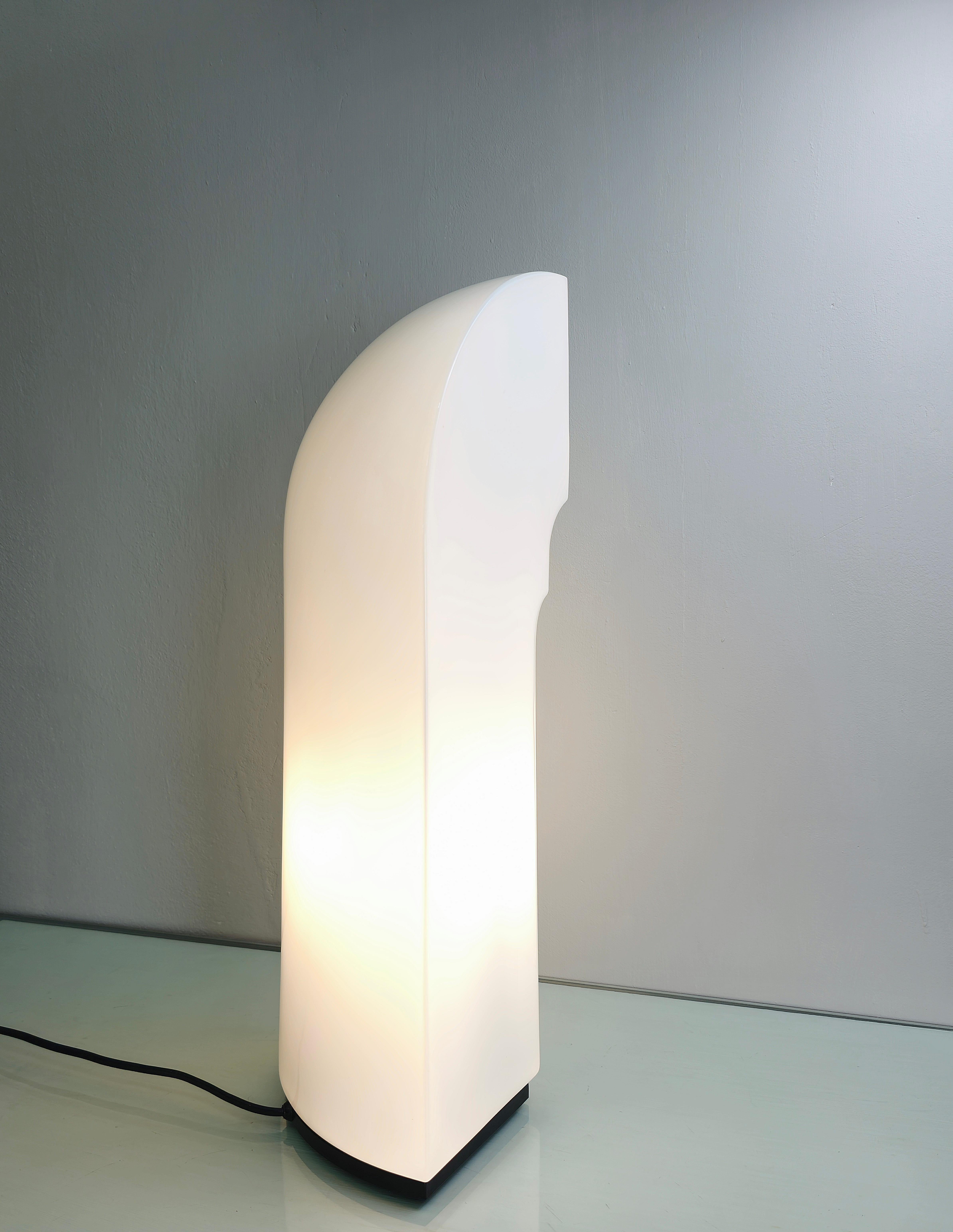 Steel Table Lamp Murano Glass Kazuhide Takahama for Leucos Midcentury Italy 1980s