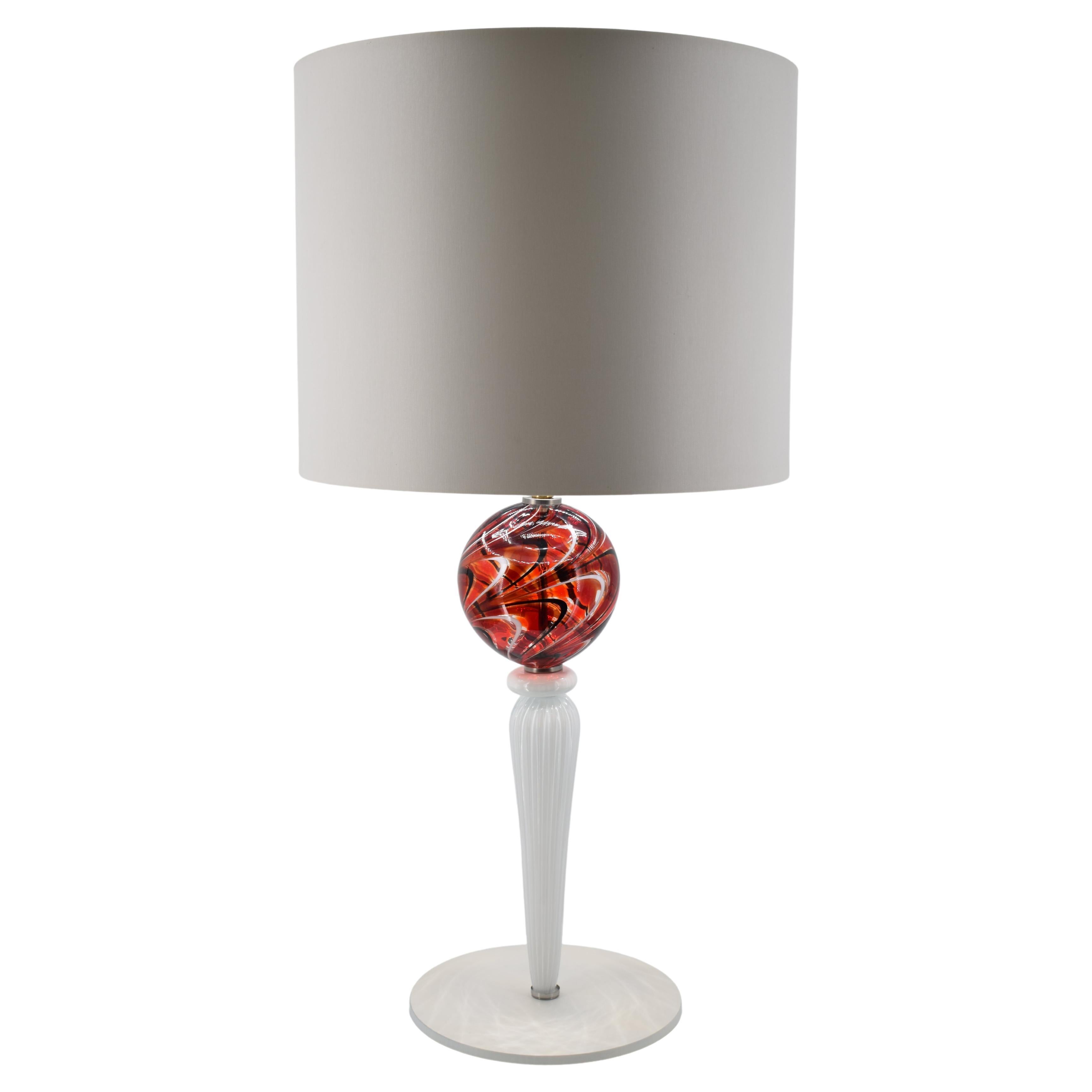 Lampe de table en verre de Murano, rouge de Murano