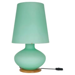 Table Lamp Murano Glass Wood Midcentury Modern Italian Design 1980s