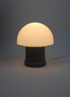 Table Lamp Mushroom MASSIVE Opaline Belgium 70's Grey White Vintage Mid-Century