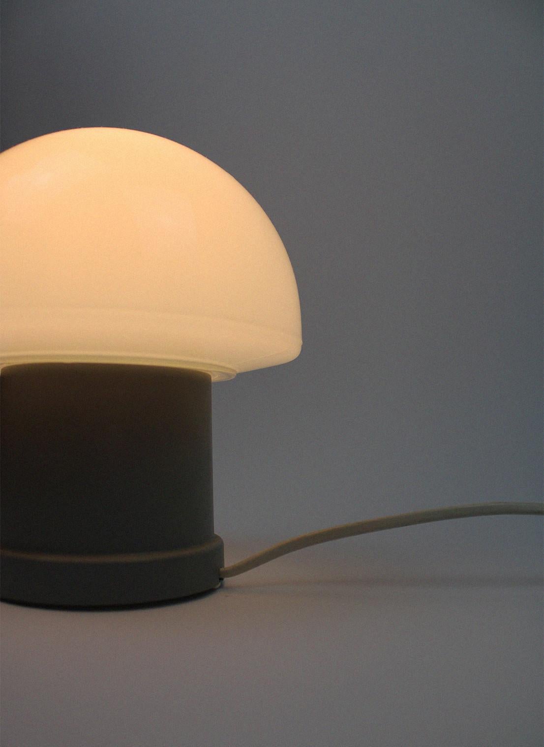 Mid-Century Modern Table Lamp Mushroom MASSIVE Opaline Belgium 70's Grey White Vintage Mid-Century For Sale