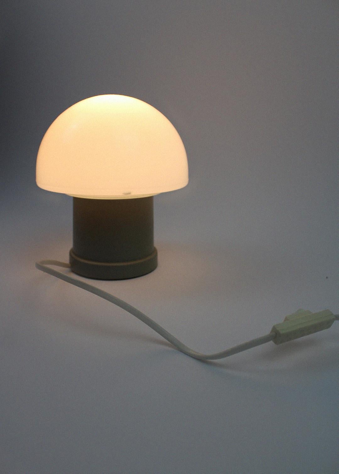 Belgian Table Lamp Mushroom MASSIVE Opaline Belgium 70's Grey White Vintage Mid-Century For Sale