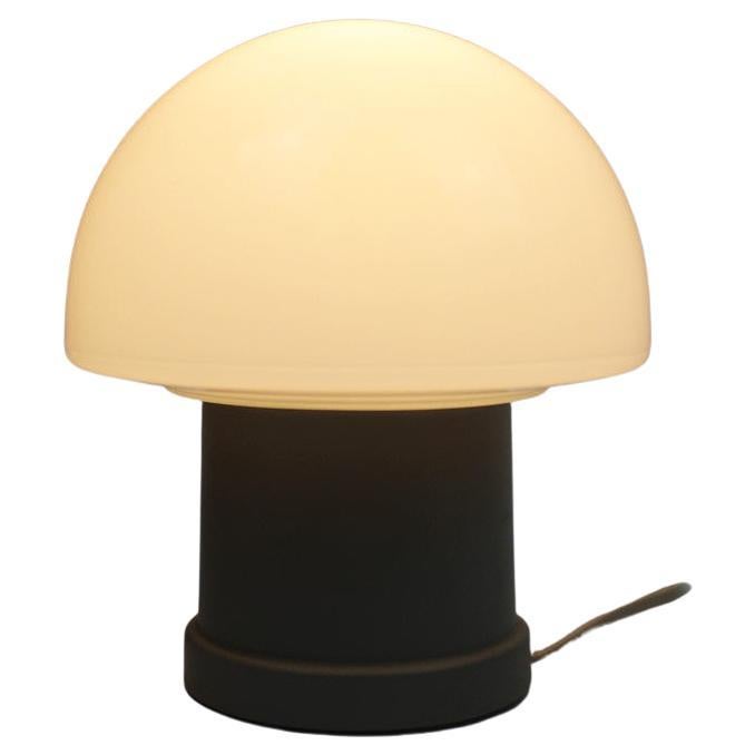 Table Lamp Mushroom MASSIVE Opaline Belgium 70's Grey White Vintage Mid-Century For Sale