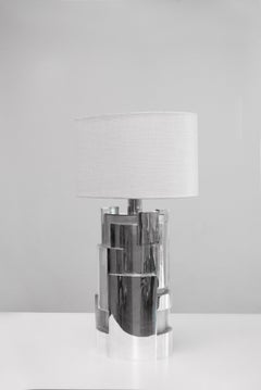 Table Lamp Nickel-plated metal Silk Lampshade