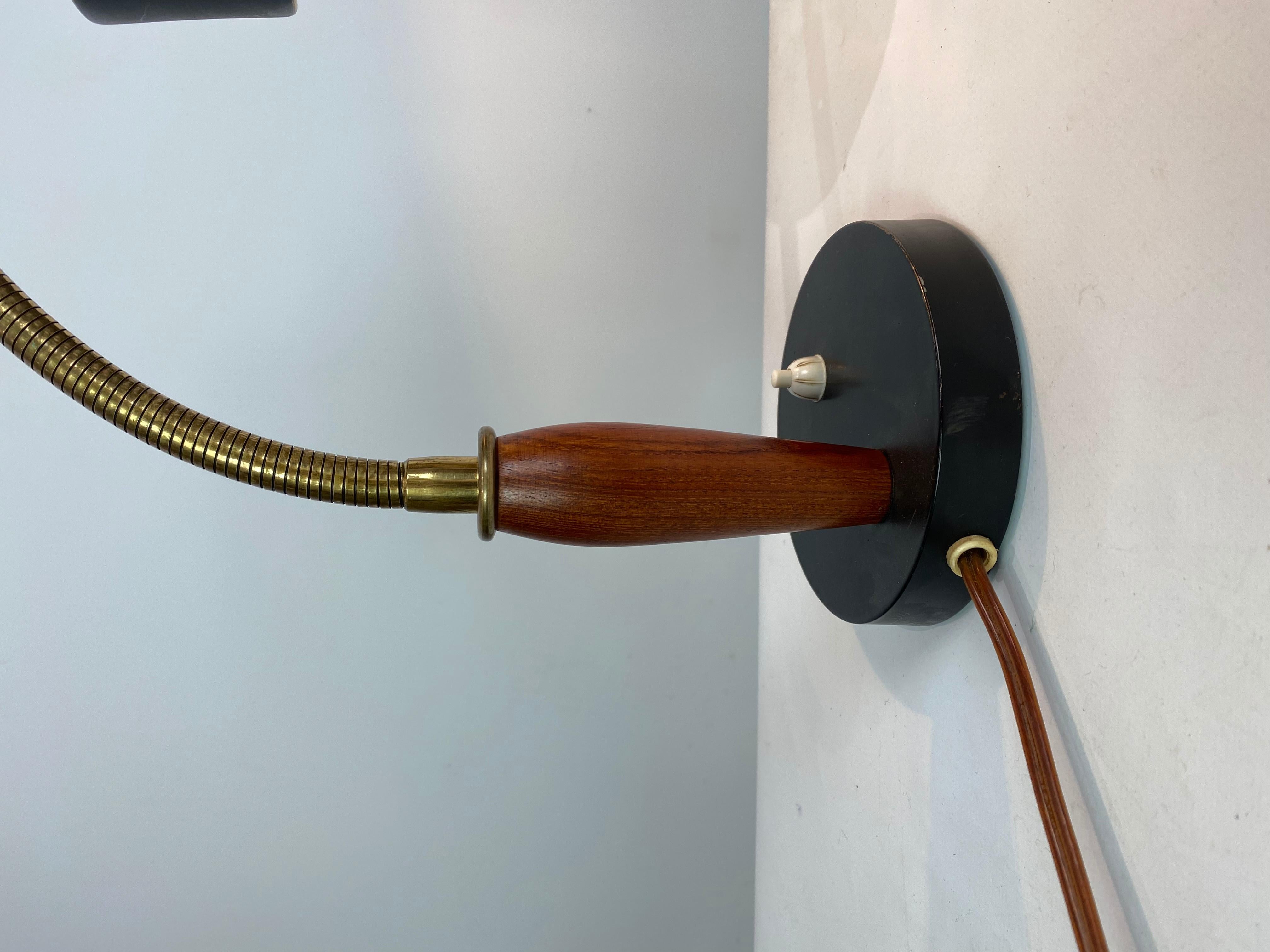 Table Lamp of Black Metal and Teak of Danish Design from the 1960s In Good Condition For Sale In Lejre, DK