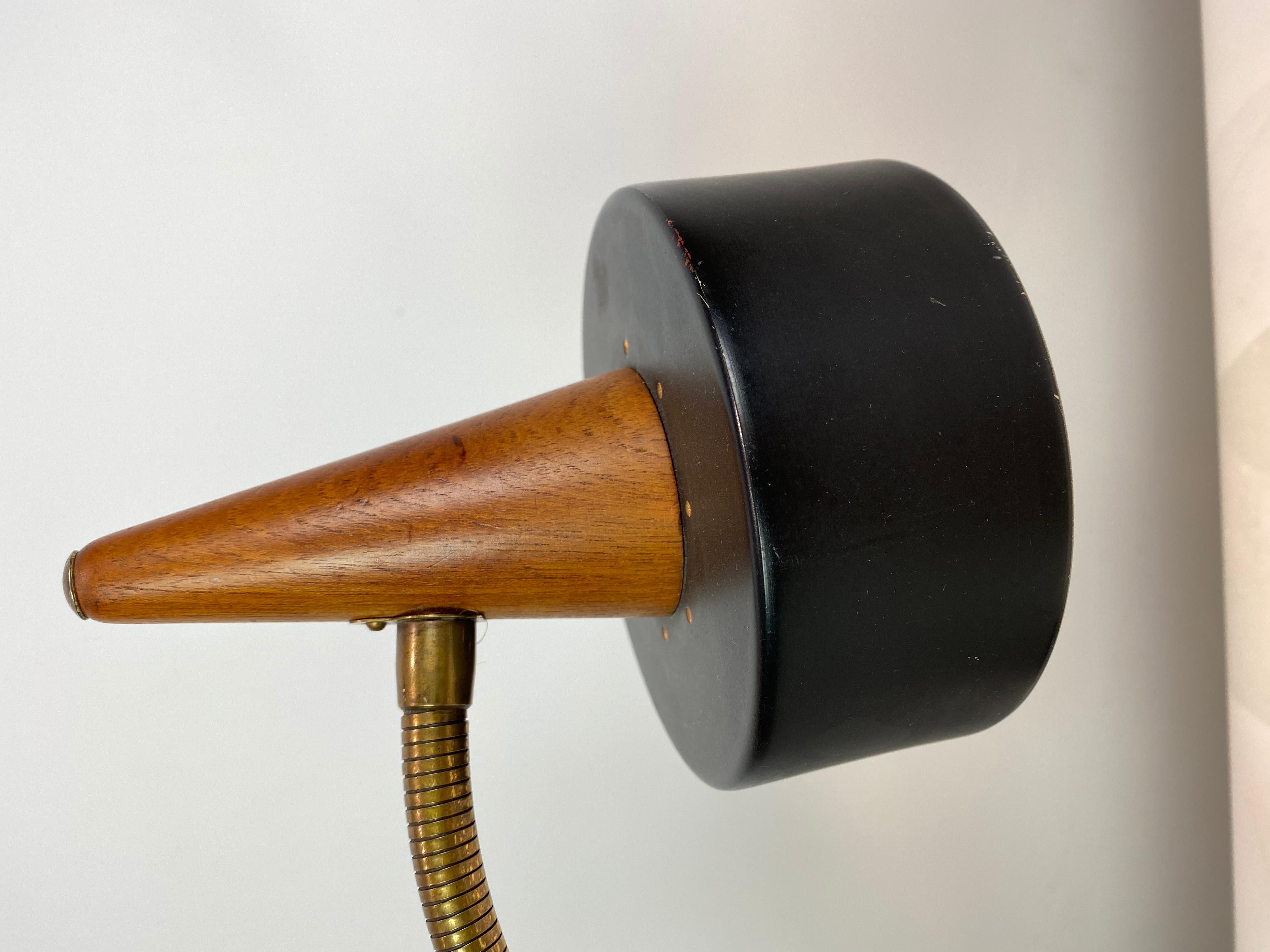 Table Lamp of Black Metal and Teak of Danish Design from the 1960s For Sale 2