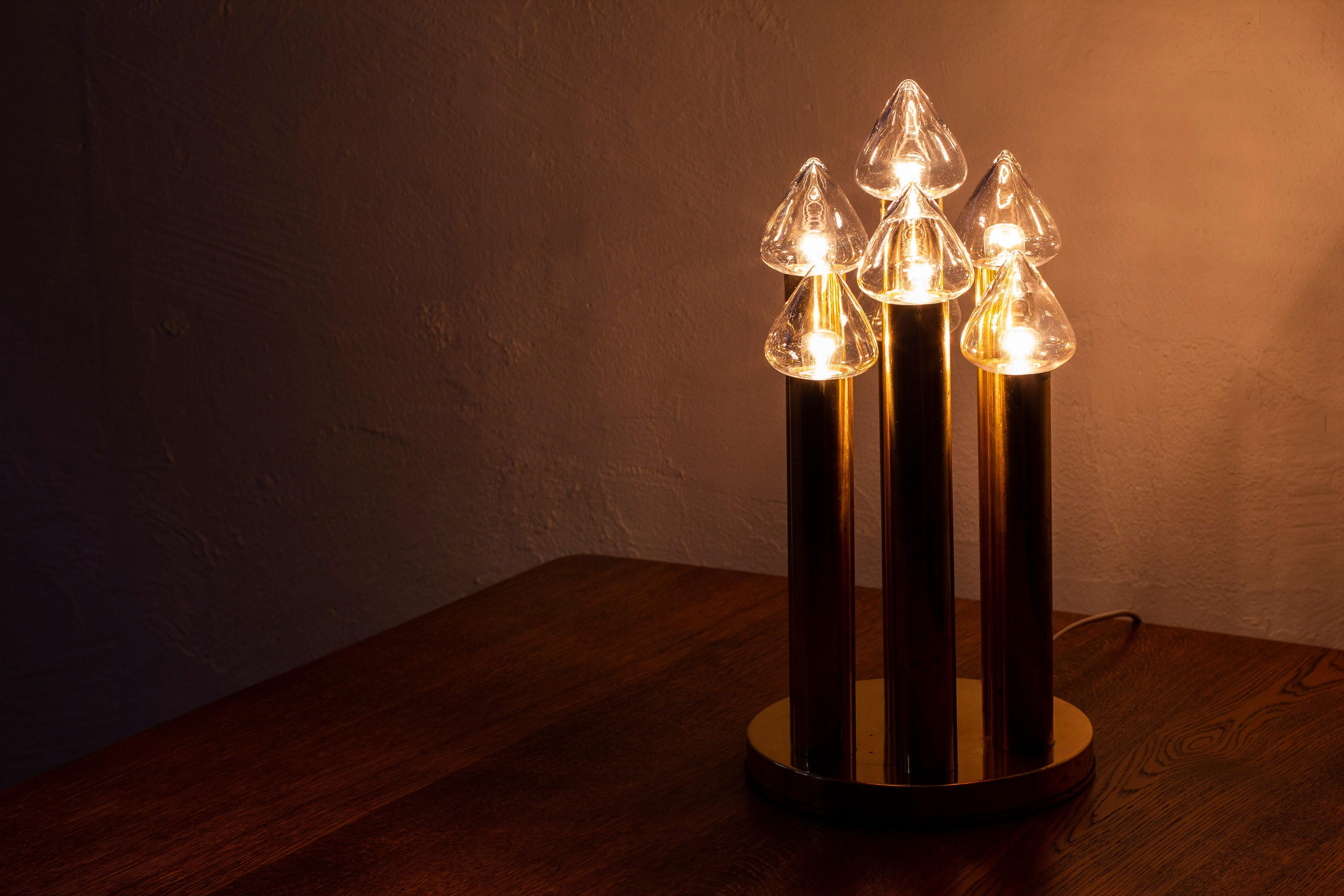Table Lamp of Brass and Glass Model B 231 by Hans-Agne Jakobsson, Sweden, 1960s For Sale 6