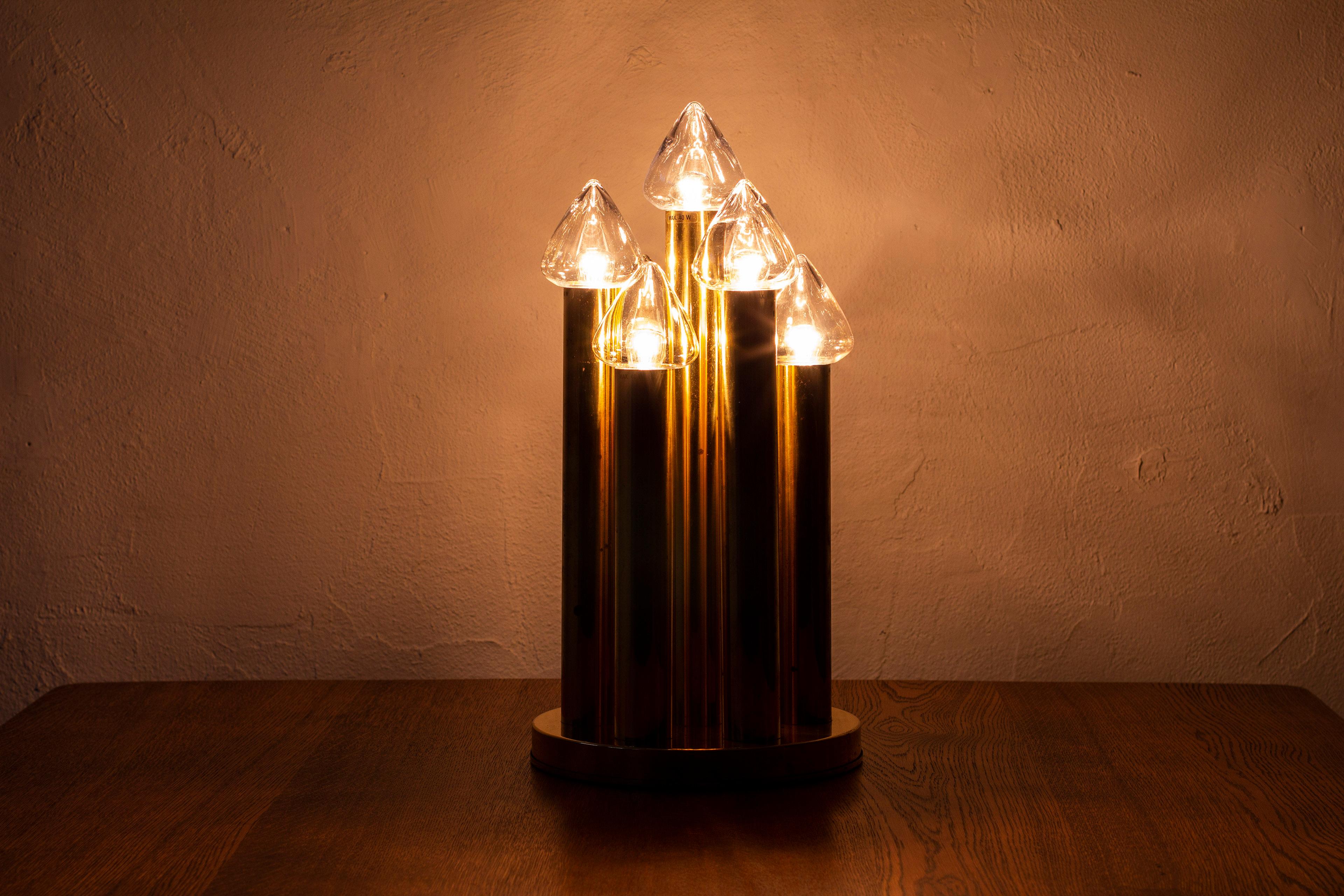 Table Lamp of Brass and Glass Model B 231 by Hans-Agne Jakobsson, Sweden, 1960s For Sale 8