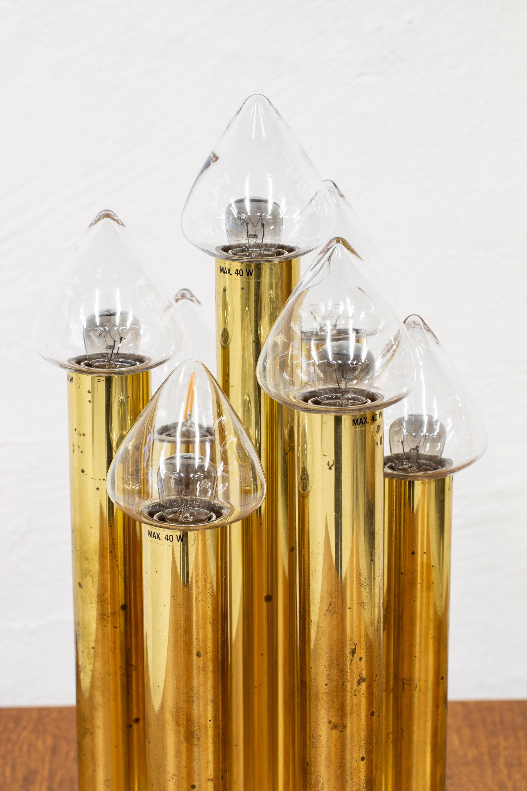 Swedish Table Lamp of Brass and Glass Model B 231 by Hans-Agne Jakobsson, Sweden, 1960s For Sale