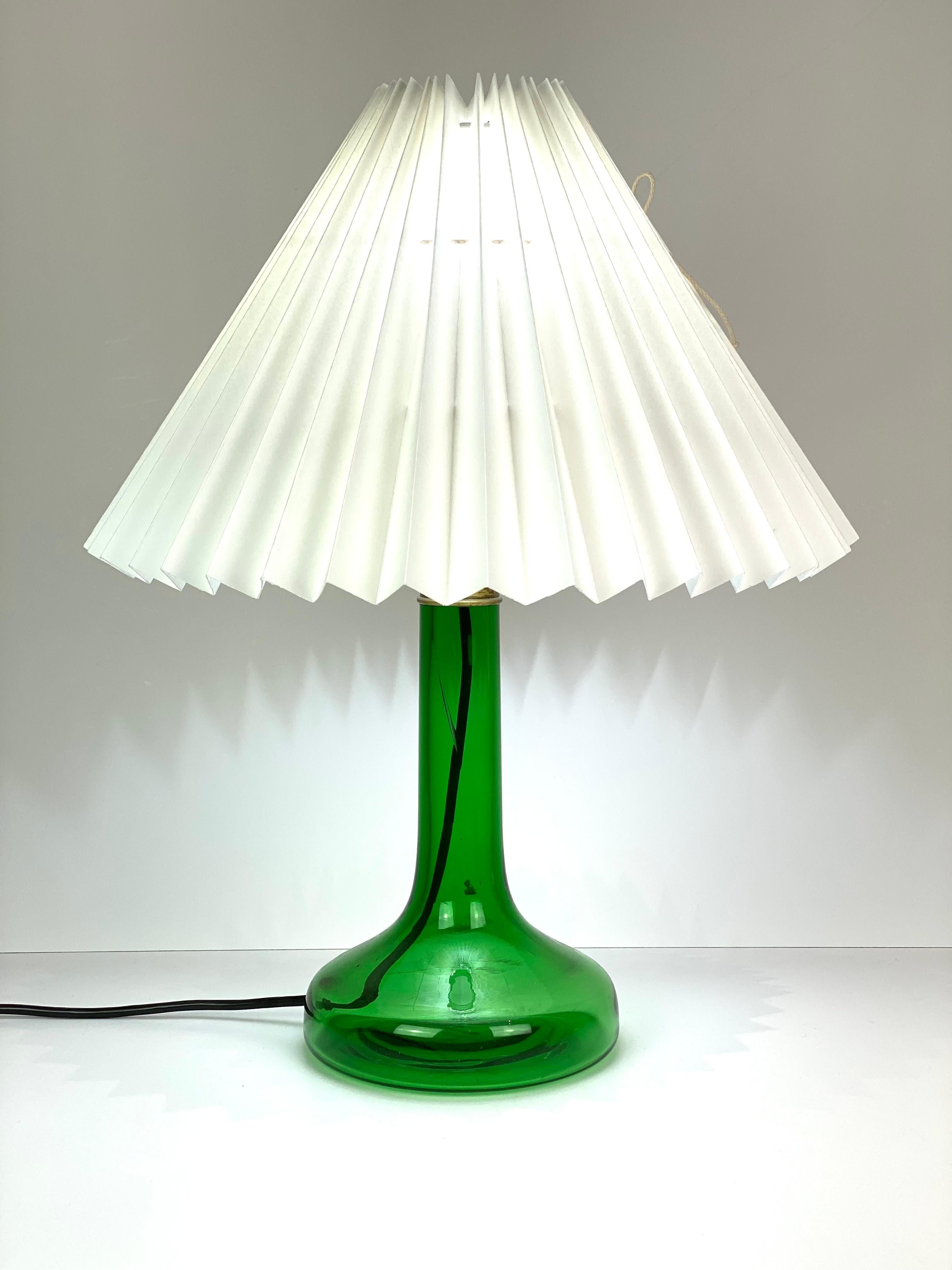 Table Lamp of Green Glass with Paper Shade, by Holmegaard 2