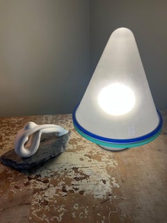 Table Lamp of Murano Glass w/satin finish, blue, green aqua accents, circa 1980