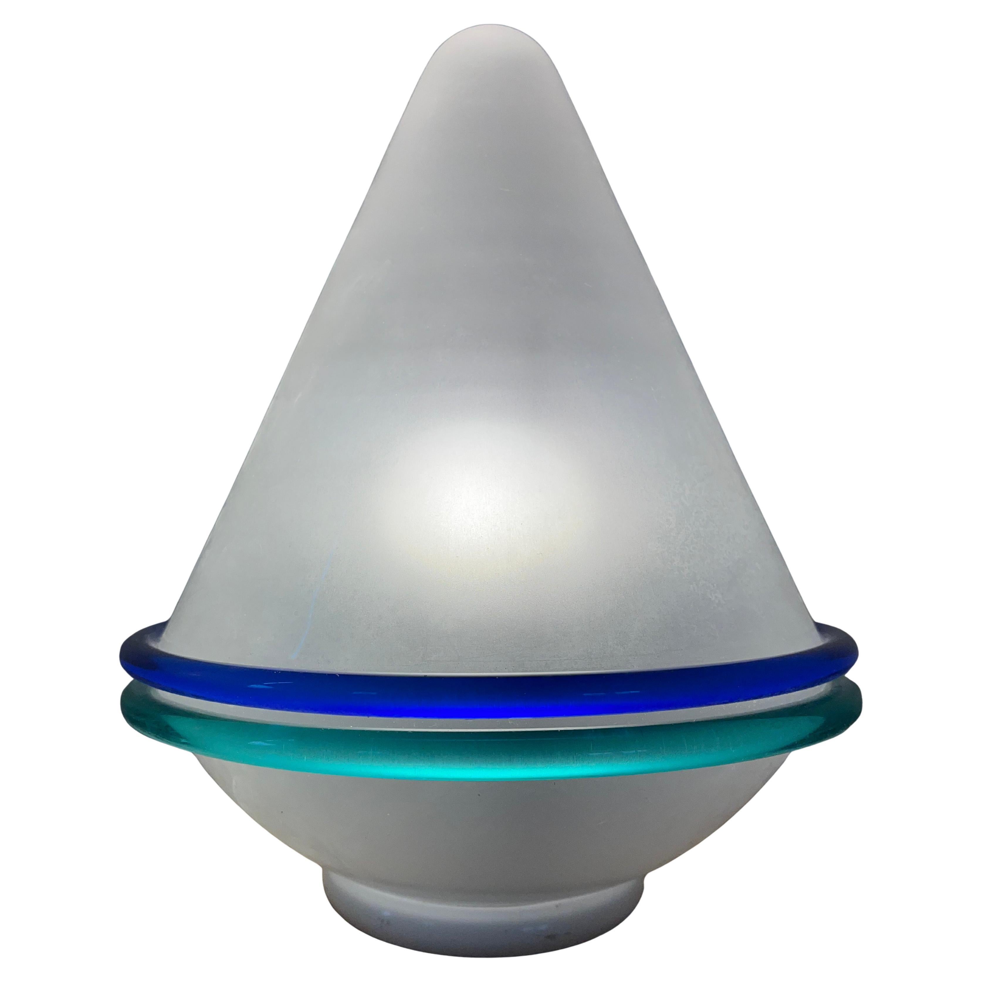 Table Lamp of Murano Glass w/satin finish, blue, green aqua accents, circa 1980