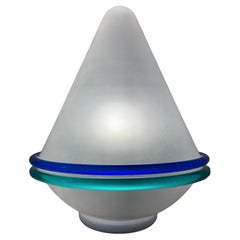 Table Lamp of Murano Glass w/satin finish, blue, green aqua accents, circa 1980