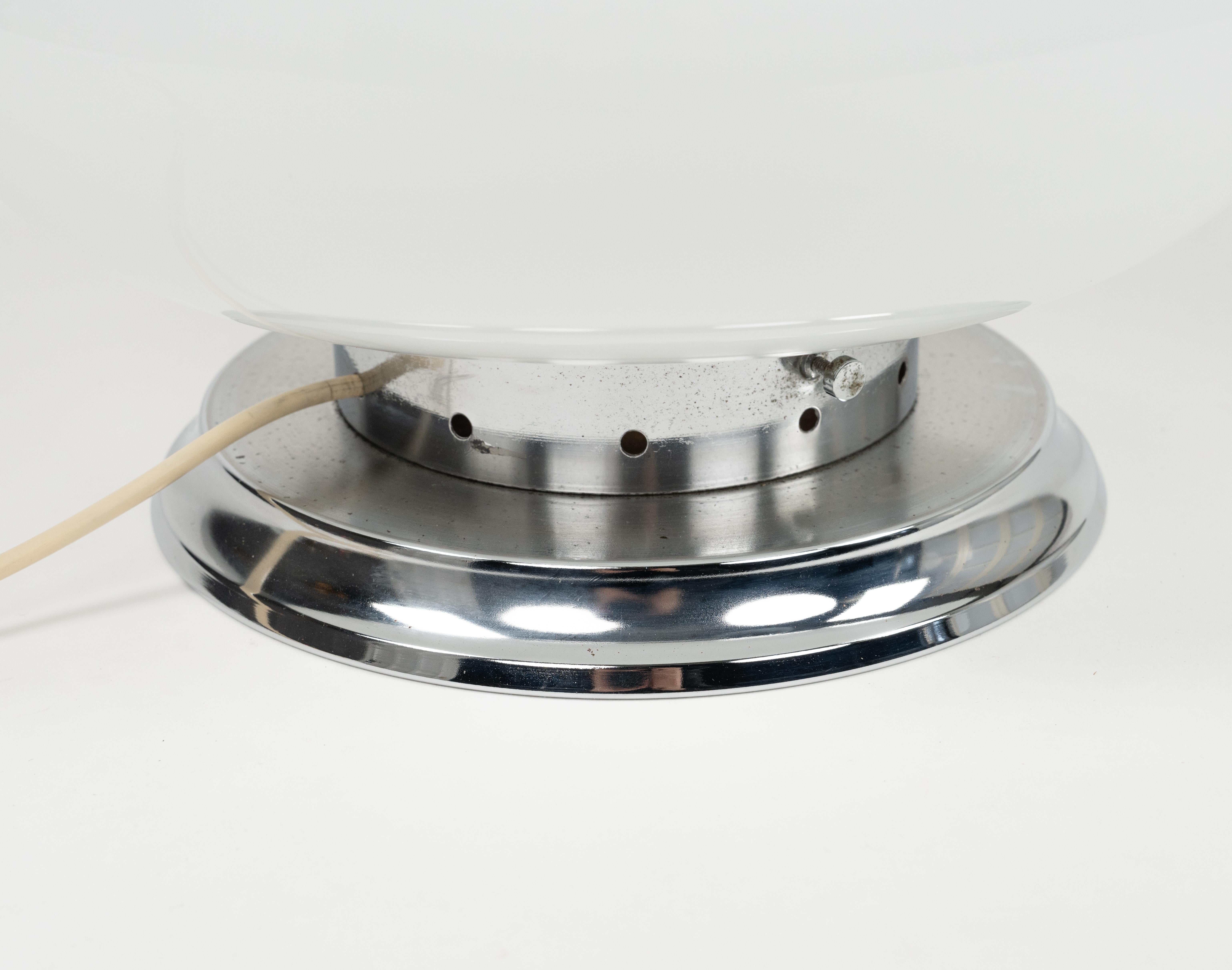 Table Lamp Opaline Glass and Chrome by Carlo Nason for Mazzega, Italy 1960s For Sale 5