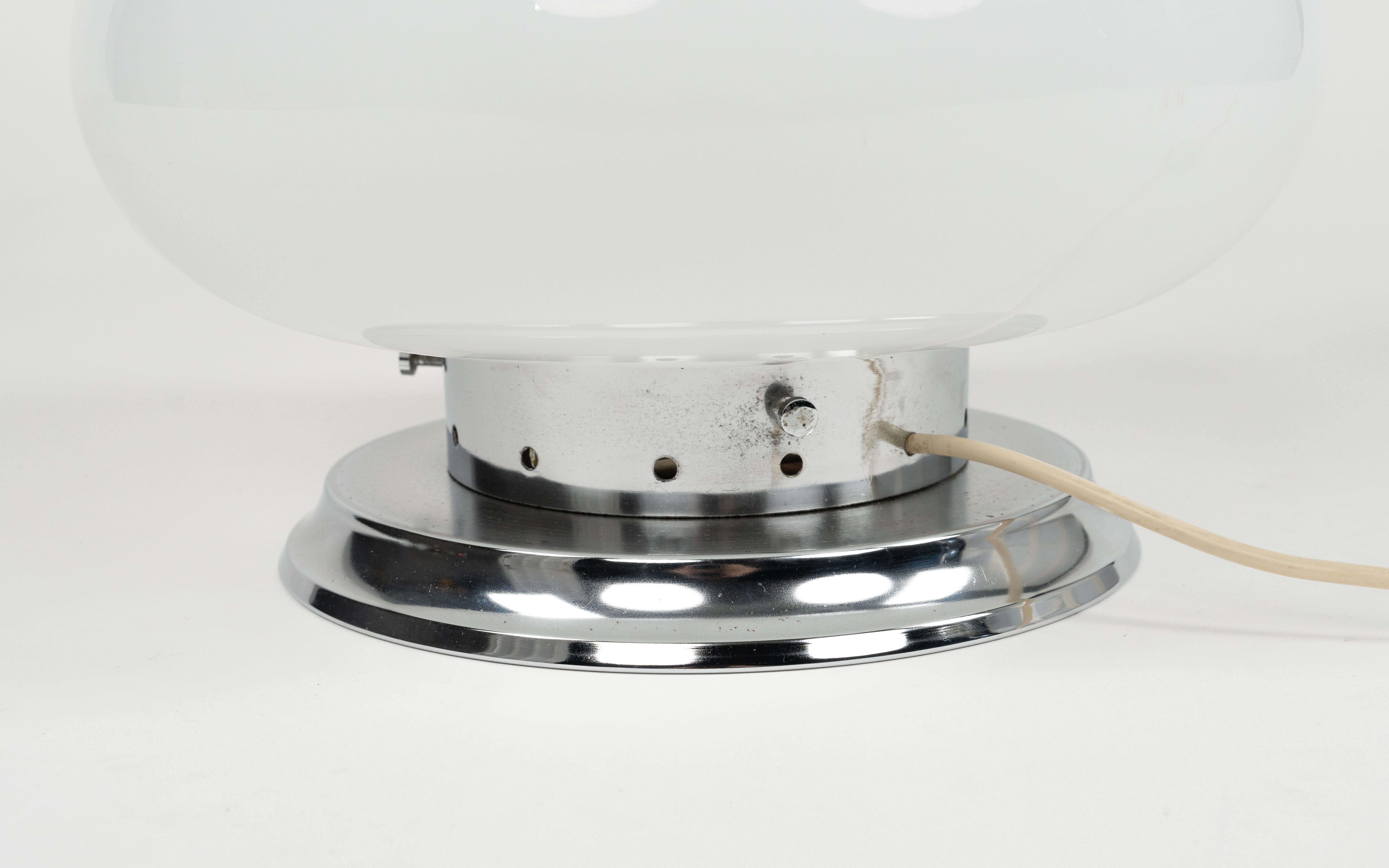 Table Lamp Opaline Glass and Chrome by Carlo Nason for Mazzega, Italy 1960s For Sale 6