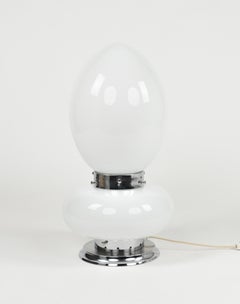 Table Lamp Opaline Glass and Chrome by Carlo Nason for Mazzega, Italy 1960s