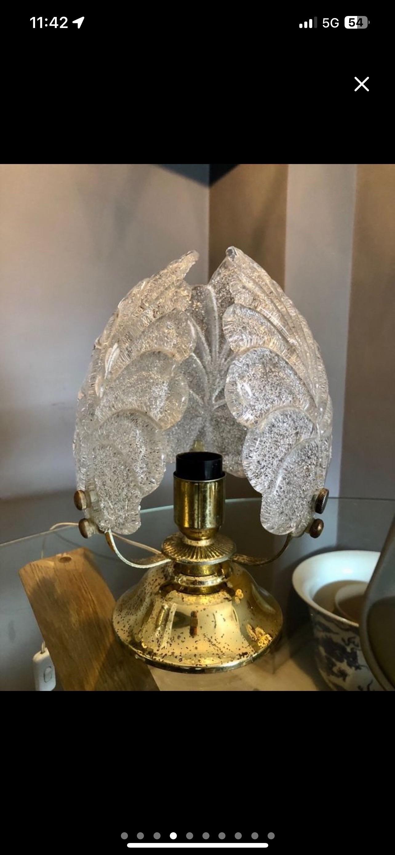Italian Table Lamp pair by Mazzega Murano Glass with brass , Italy 1960s For Sale