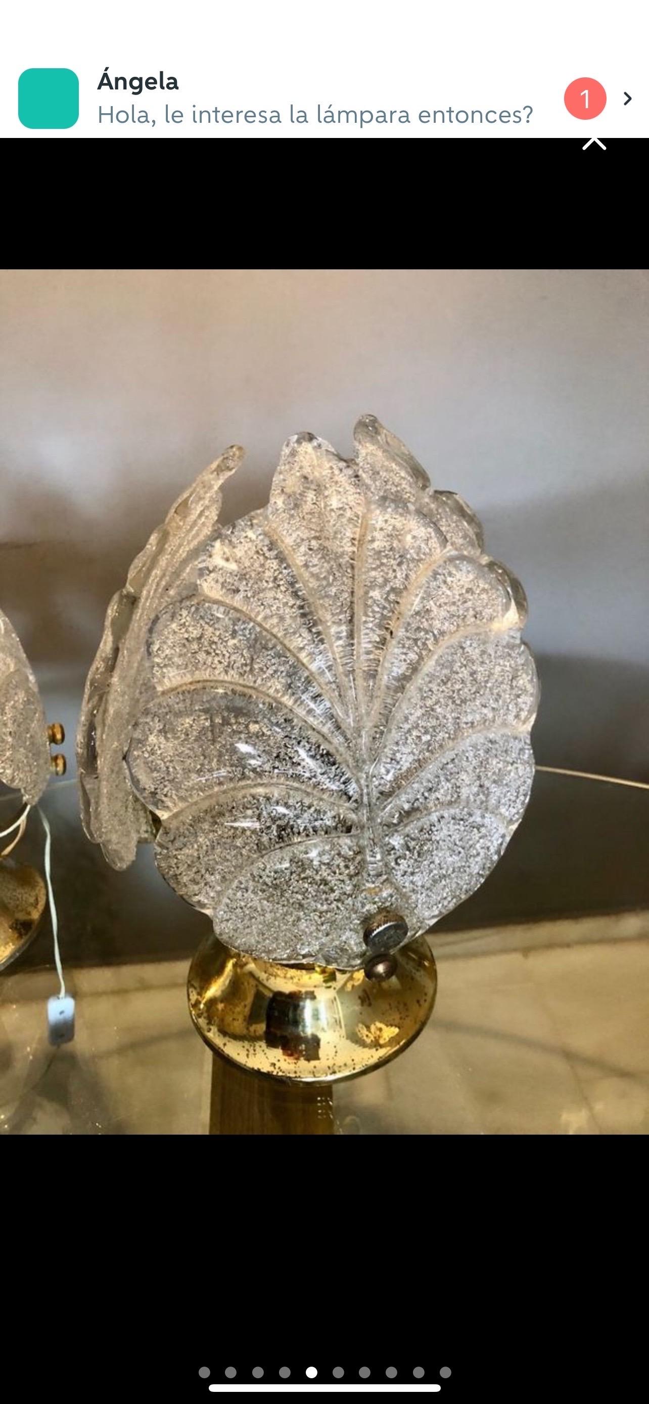 Table Lamp pair by Mazzega Murano Glass with brass , Italy 1960s In Good Condition For Sale In La xara, VC