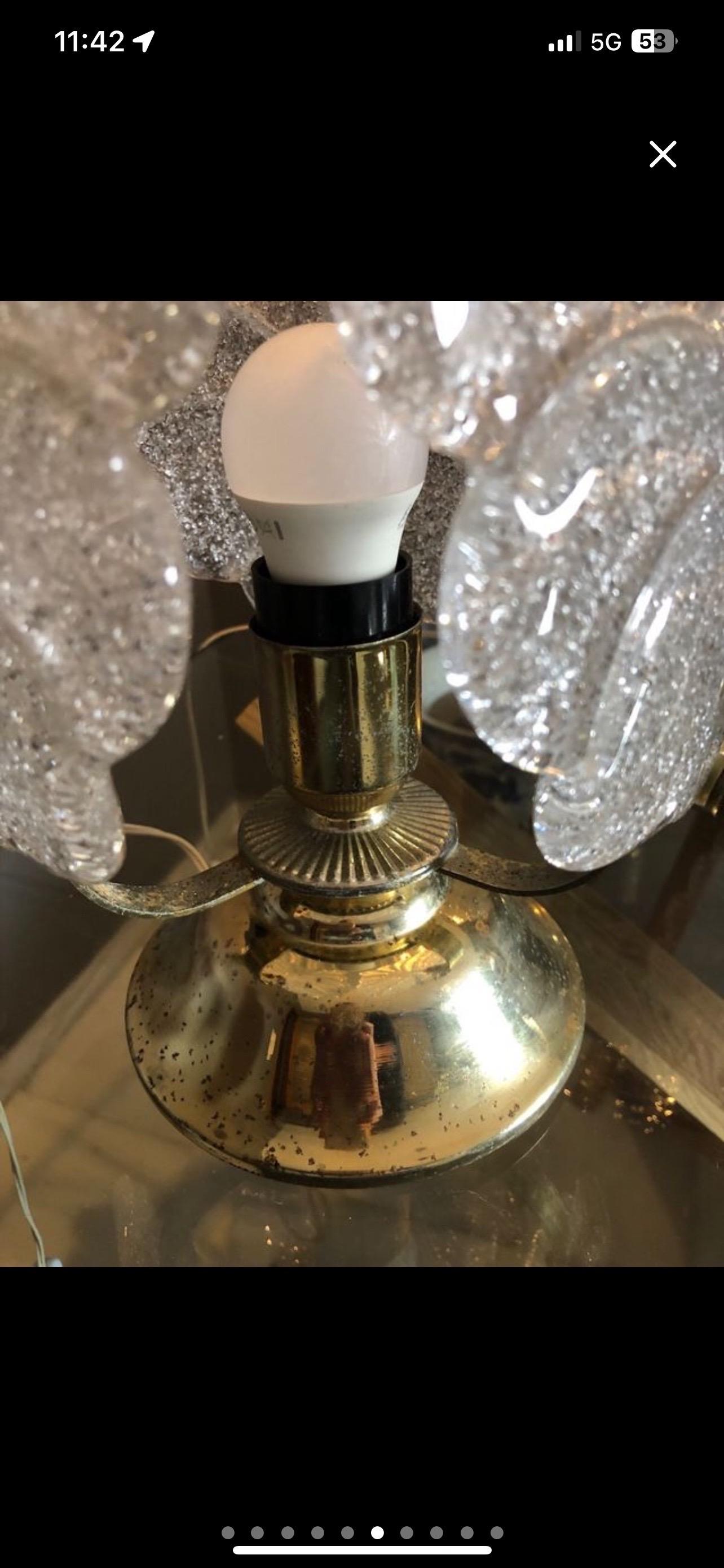 Mid-20th Century Table Lamp pair by Mazzega Murano Glass with brass , Italy 1960s For Sale
