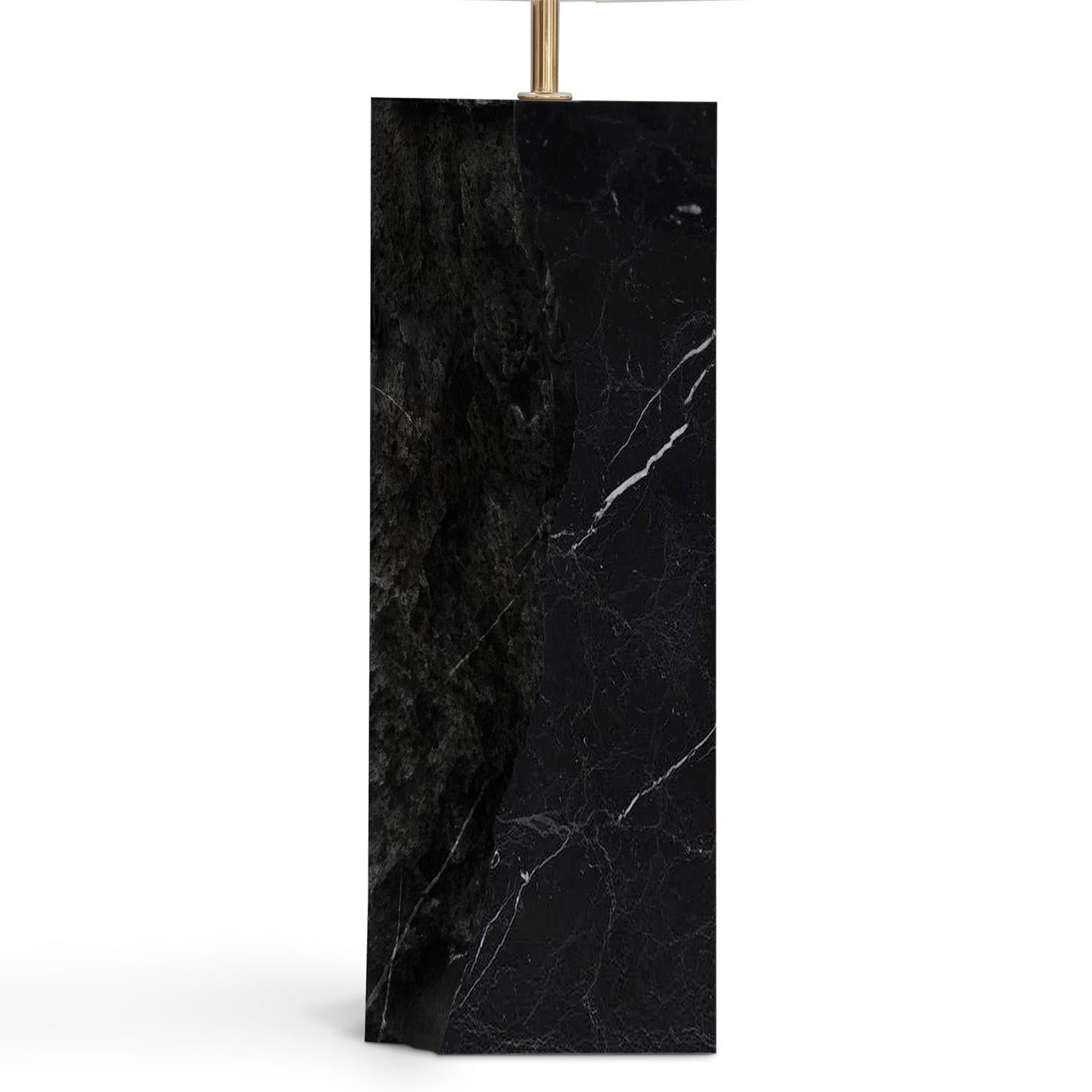 Carved Table Lamp Paradise Black Full Marble For Sale