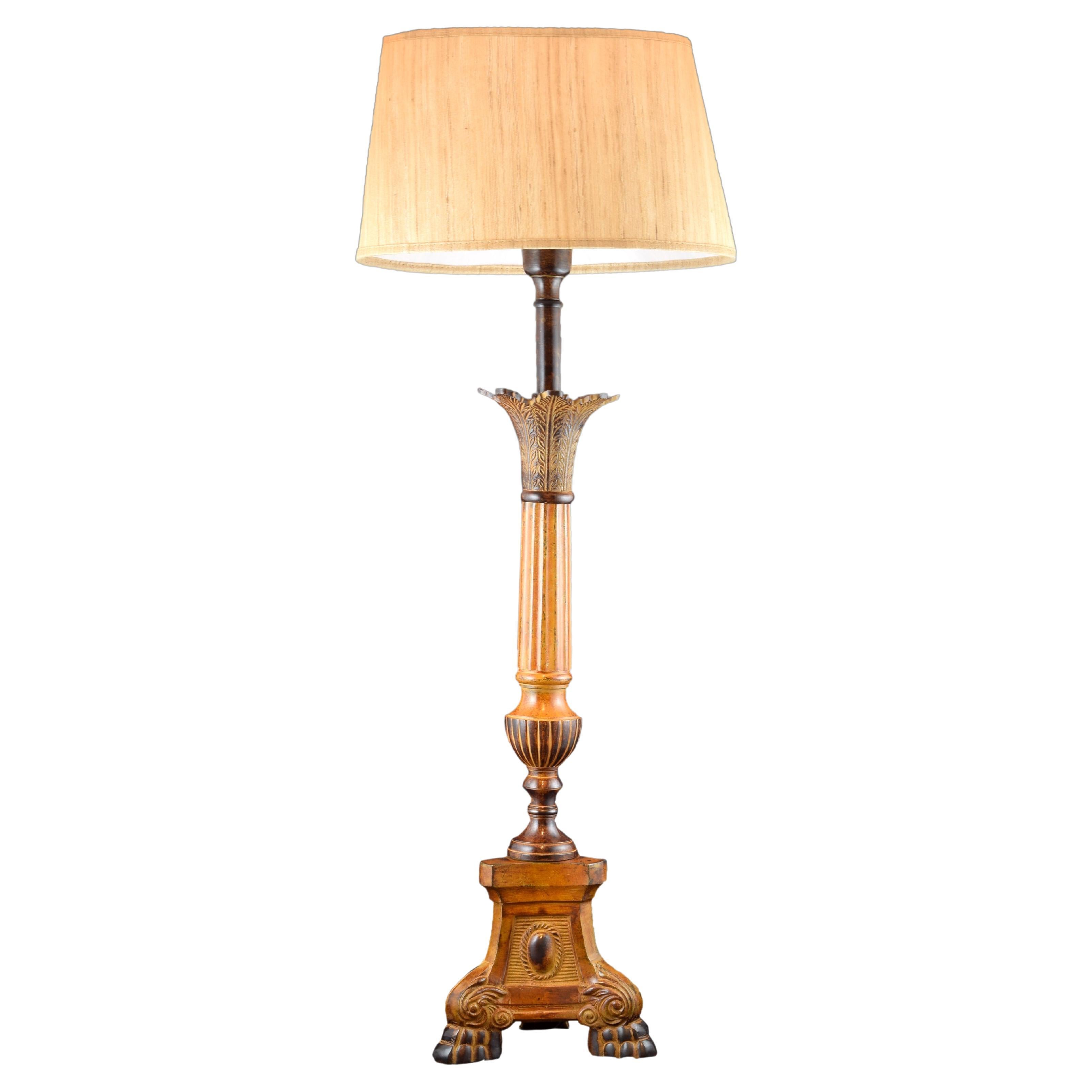 Table Lamp, Patinated Bronze, Shade Not Included For Sale