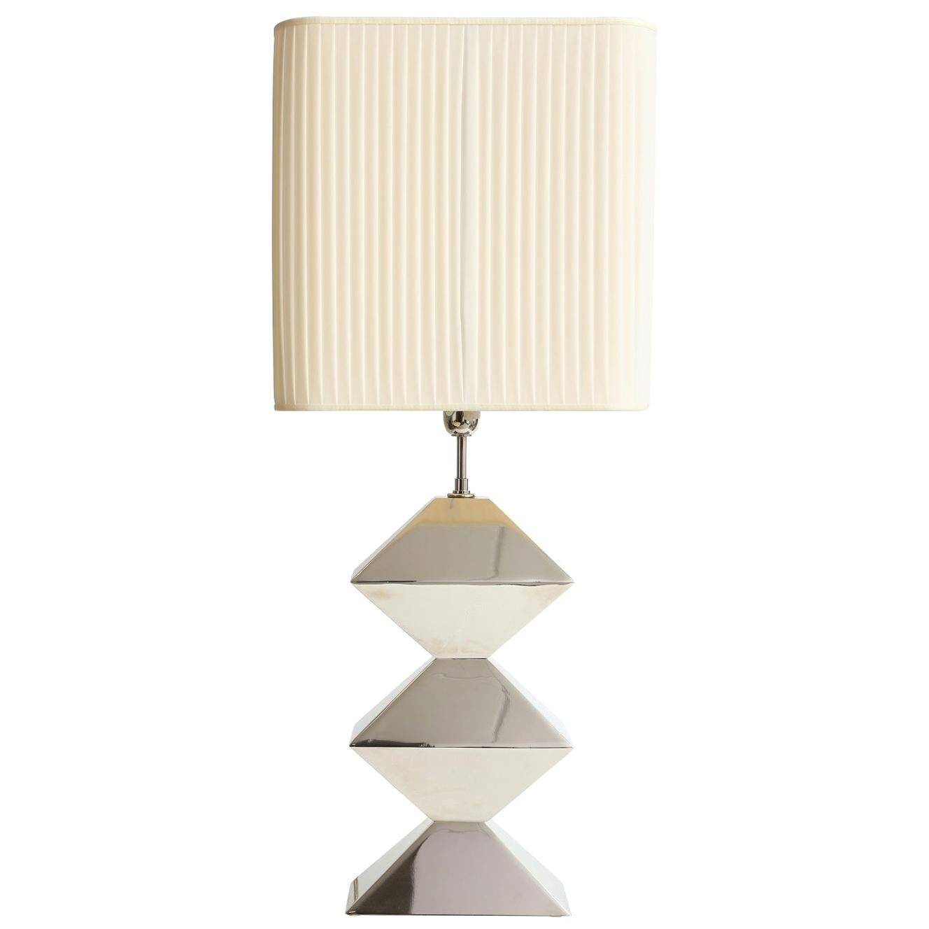 Table Lamp Piramide Nickel by Selezioni Domus, Made in Italy