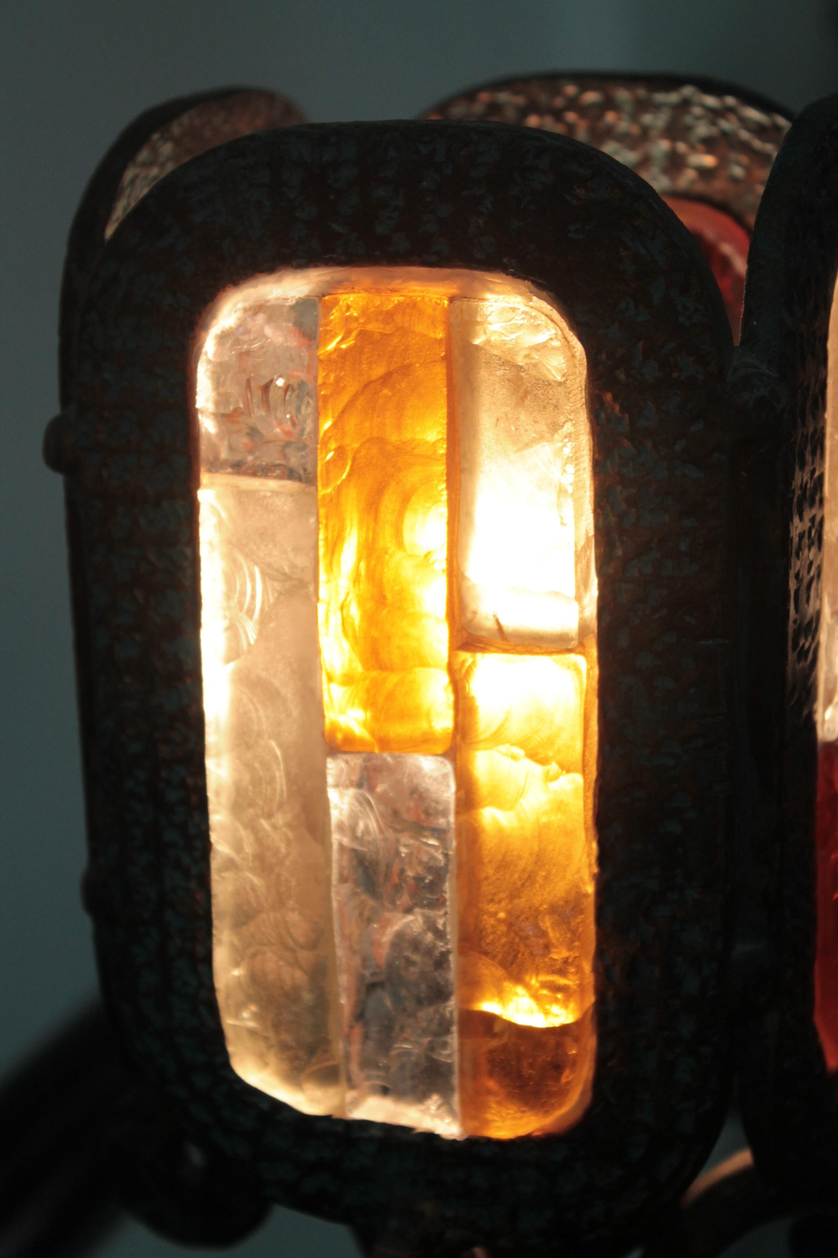 Mid-20th Century Table Lamp Poliarte Brutalist Murano Art Glass, 1960s For Sale