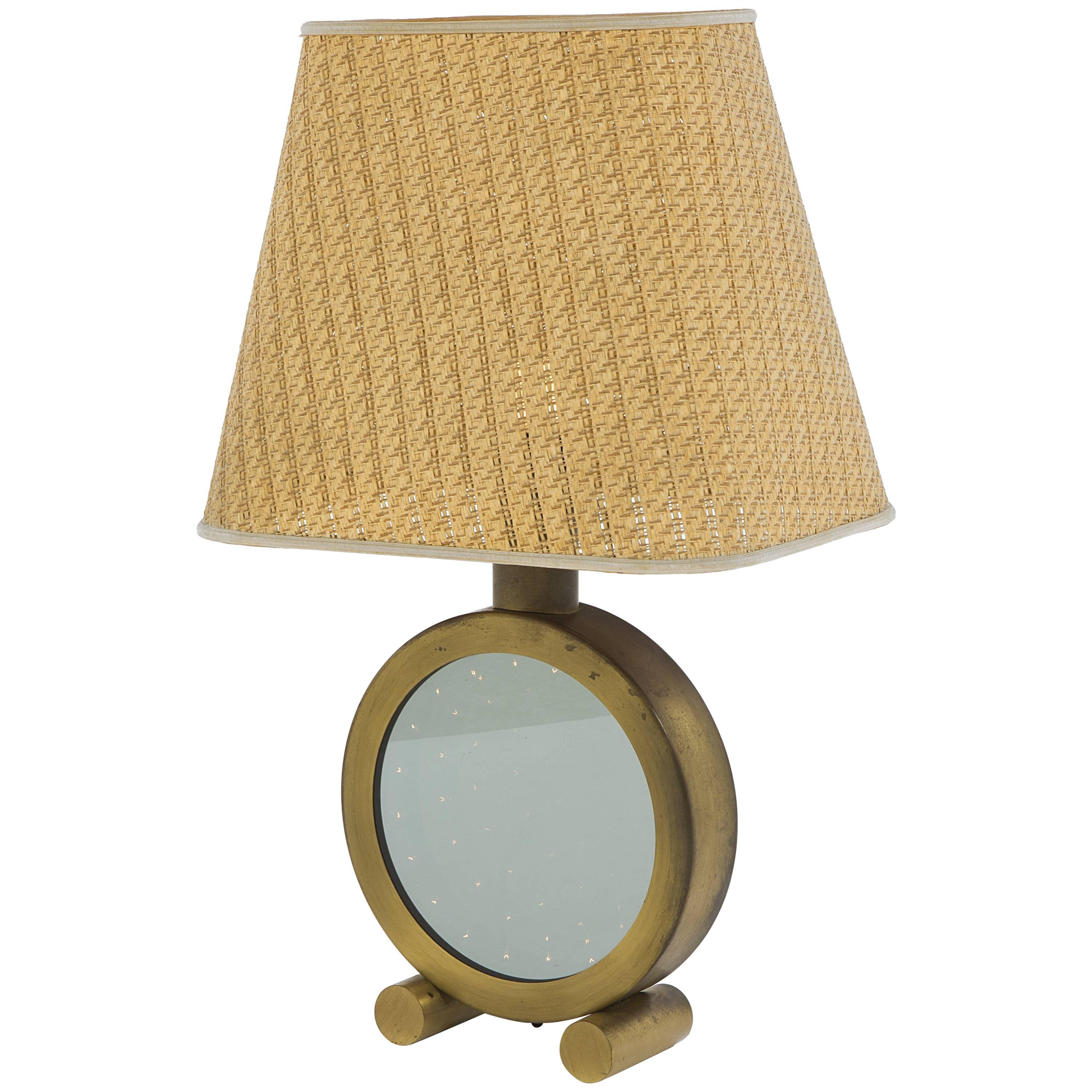 Table Lamp, Polished Brass and Glass, circa 1970, Italy