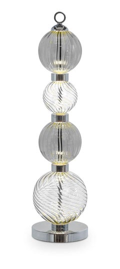 Table Lamp Polished Champagne or Chrome Finish Murano Glass Spheres Customizable