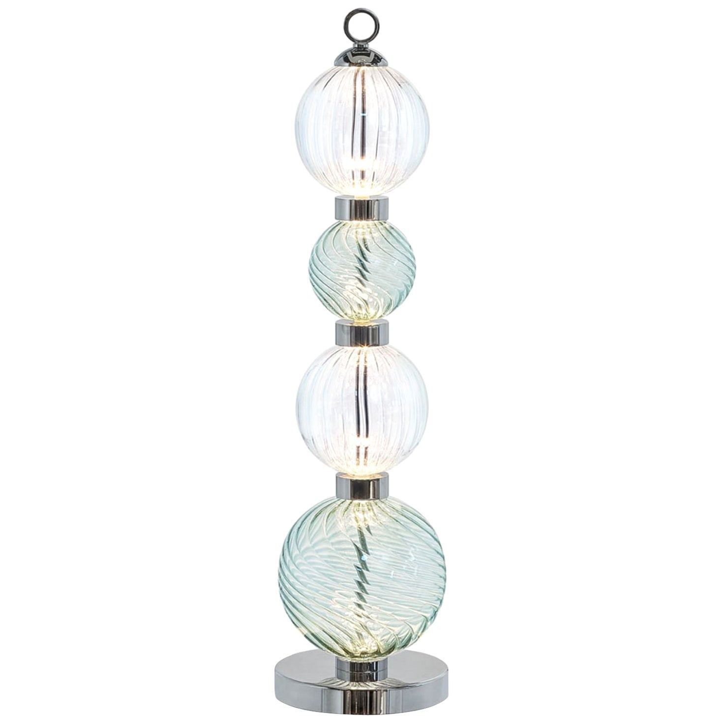 Lampada da tavolo con finitura champagne o cromo lucido Sfere di vetro di Murano personalizzabili