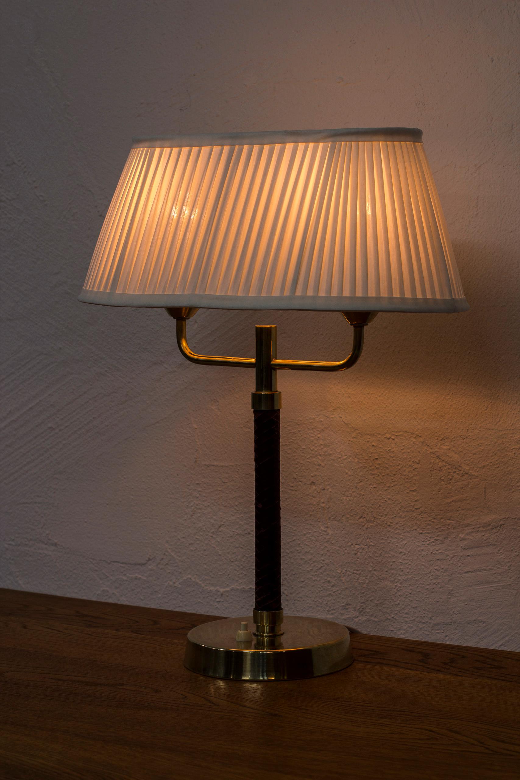 Brass Table Lamp Produced by Karlskrona Lampfabrik in Sweden, 1940s-1950s