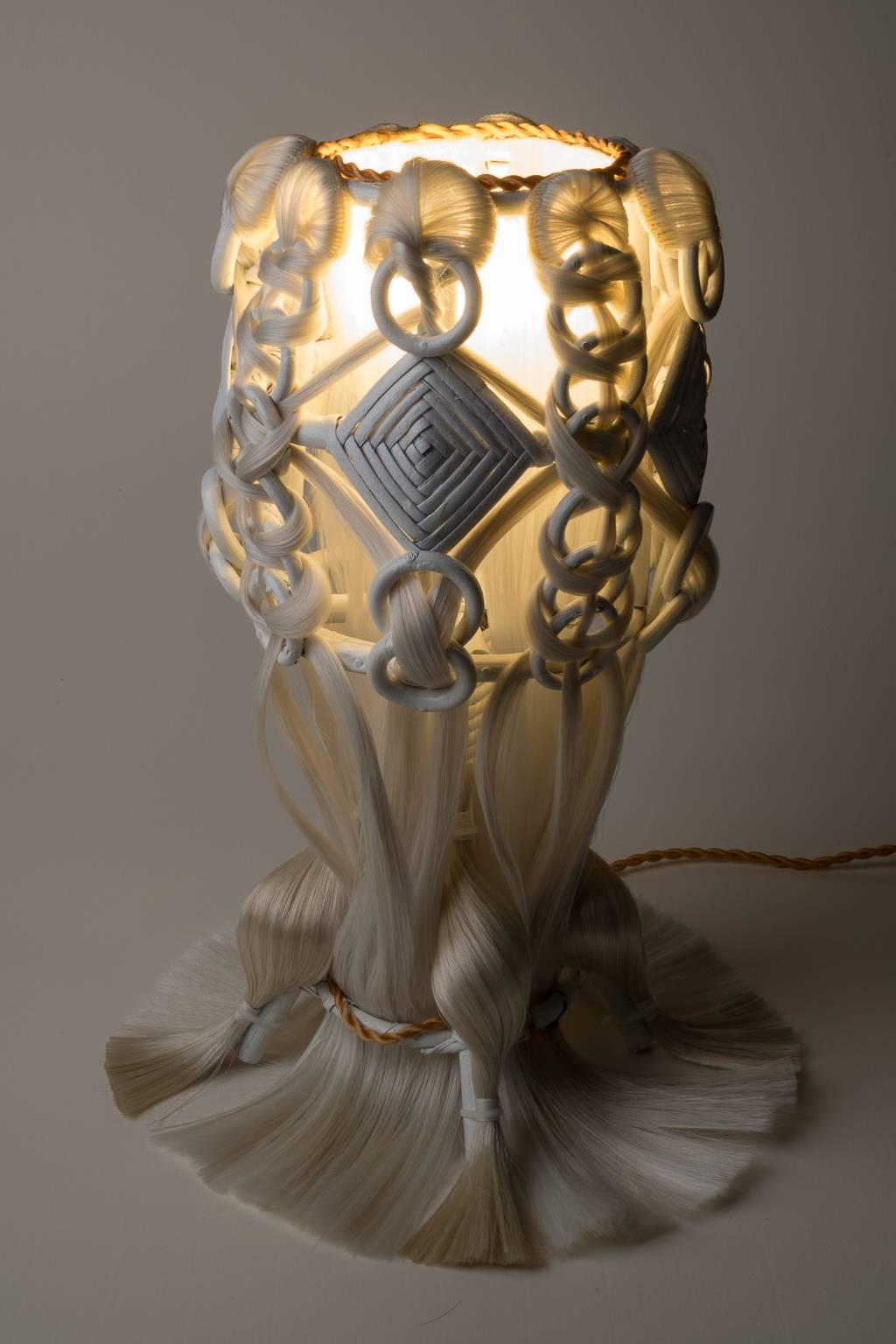 Contemporary Table Lamp Rattan and Synthetic Fibers, Unique Pieces, Art Modern