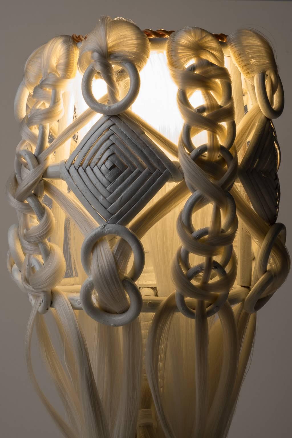 Table Lamp Rattan and Synthetic Fibers, Unique Pieces, Art Modern 3