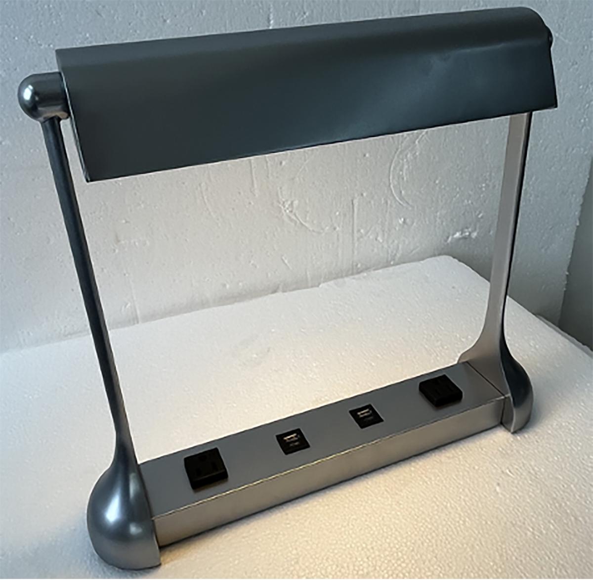 Contemporary Table Lamp  Reading Light Satin Chrome Metal Library Lamp For Sale