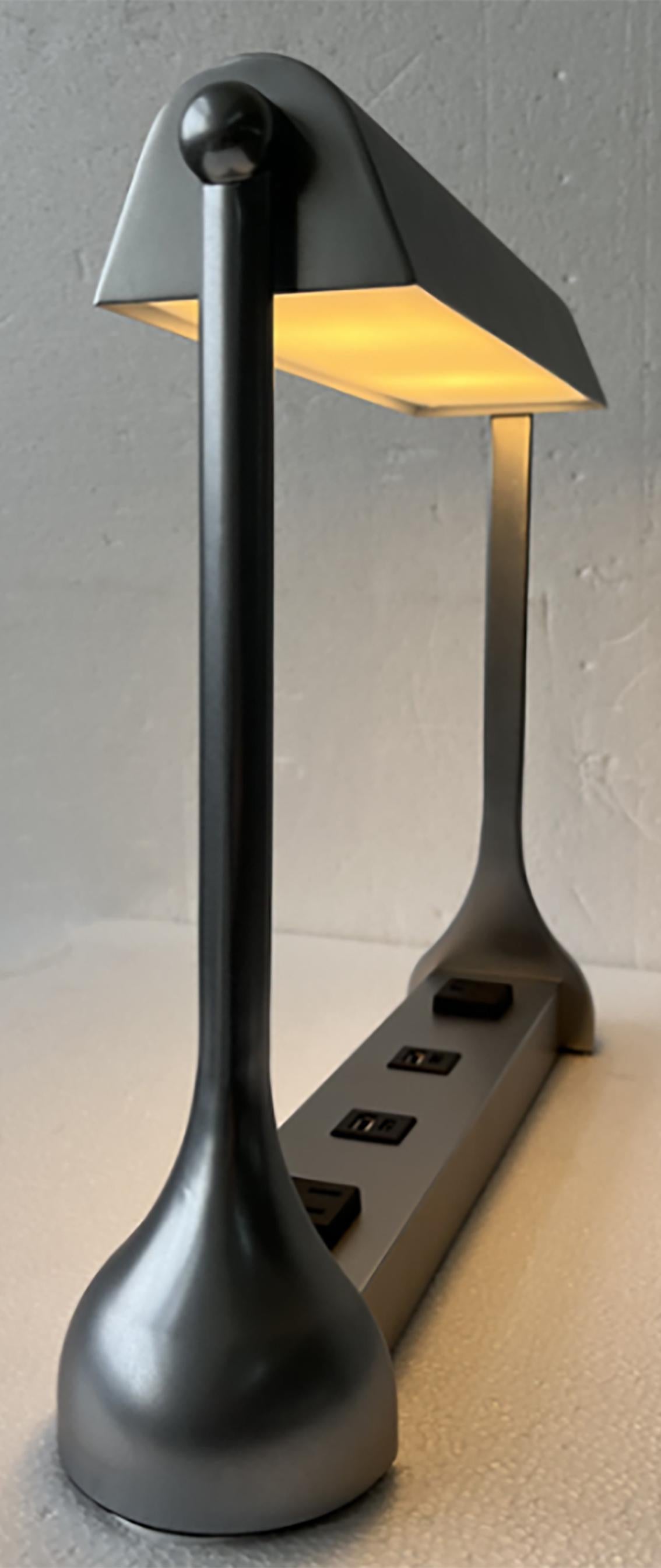 Table Lamp  Reading Light Satin Chrome Metal Library Lamp For Sale 1