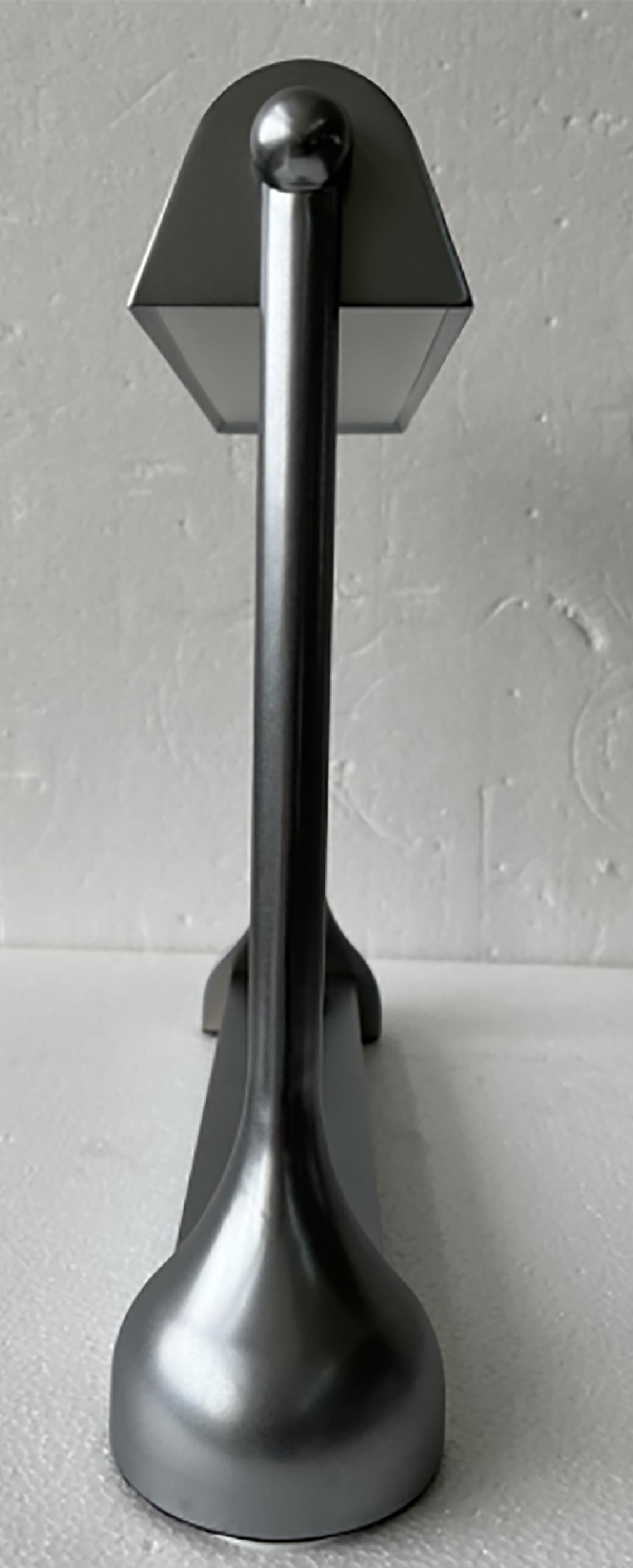 Table Lamp  Reading Light Satin Chrome Metal Library Lamp For Sale 2