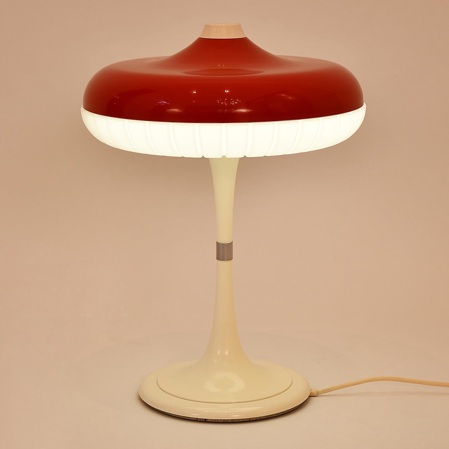Mid-20th Century Table Lamp Red x White Space Age 1960s by Siemens, Germany