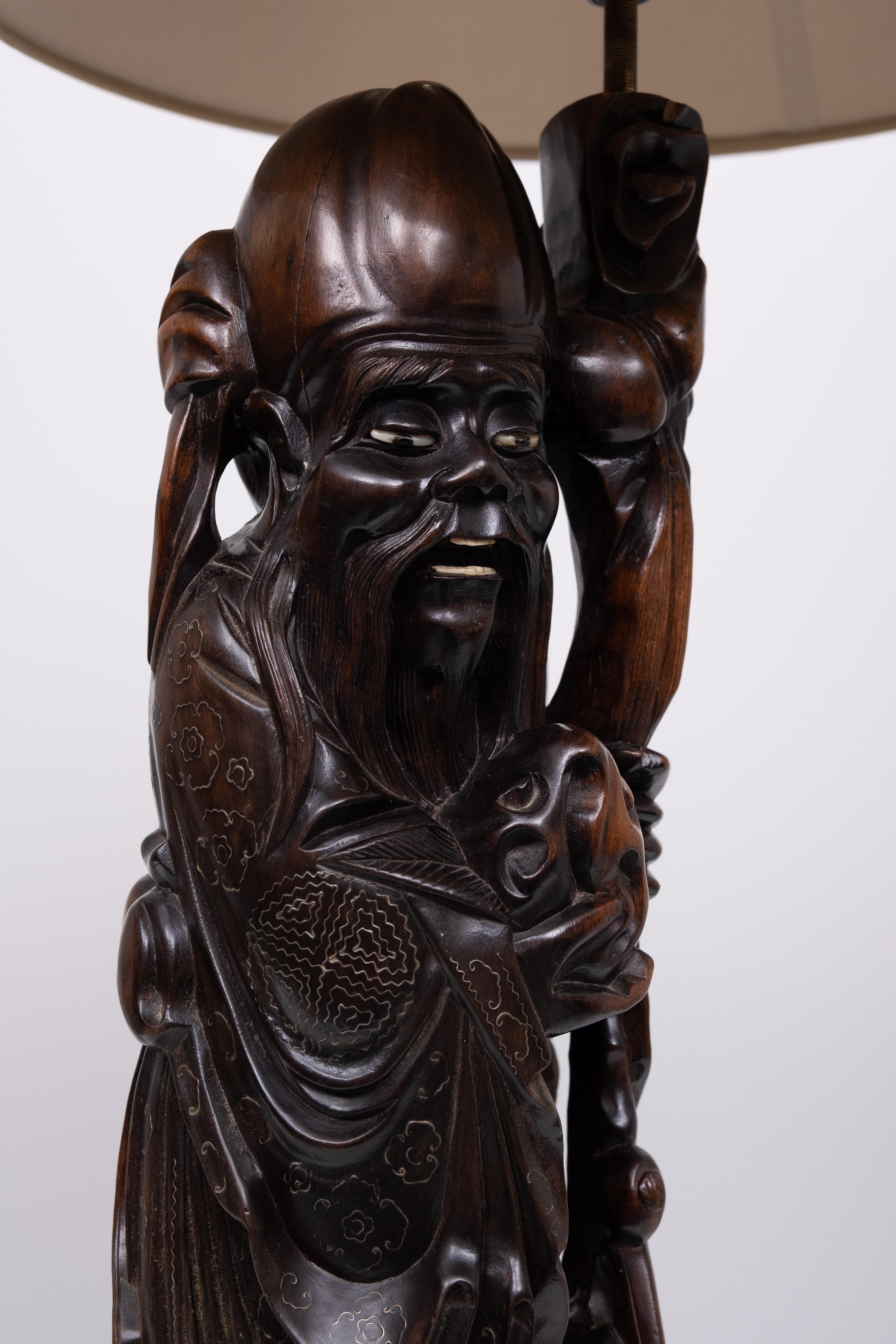 Lampe à poser  Bois de rose  - Shoulao - God of Longevity Prosperety - Chine en vente 4