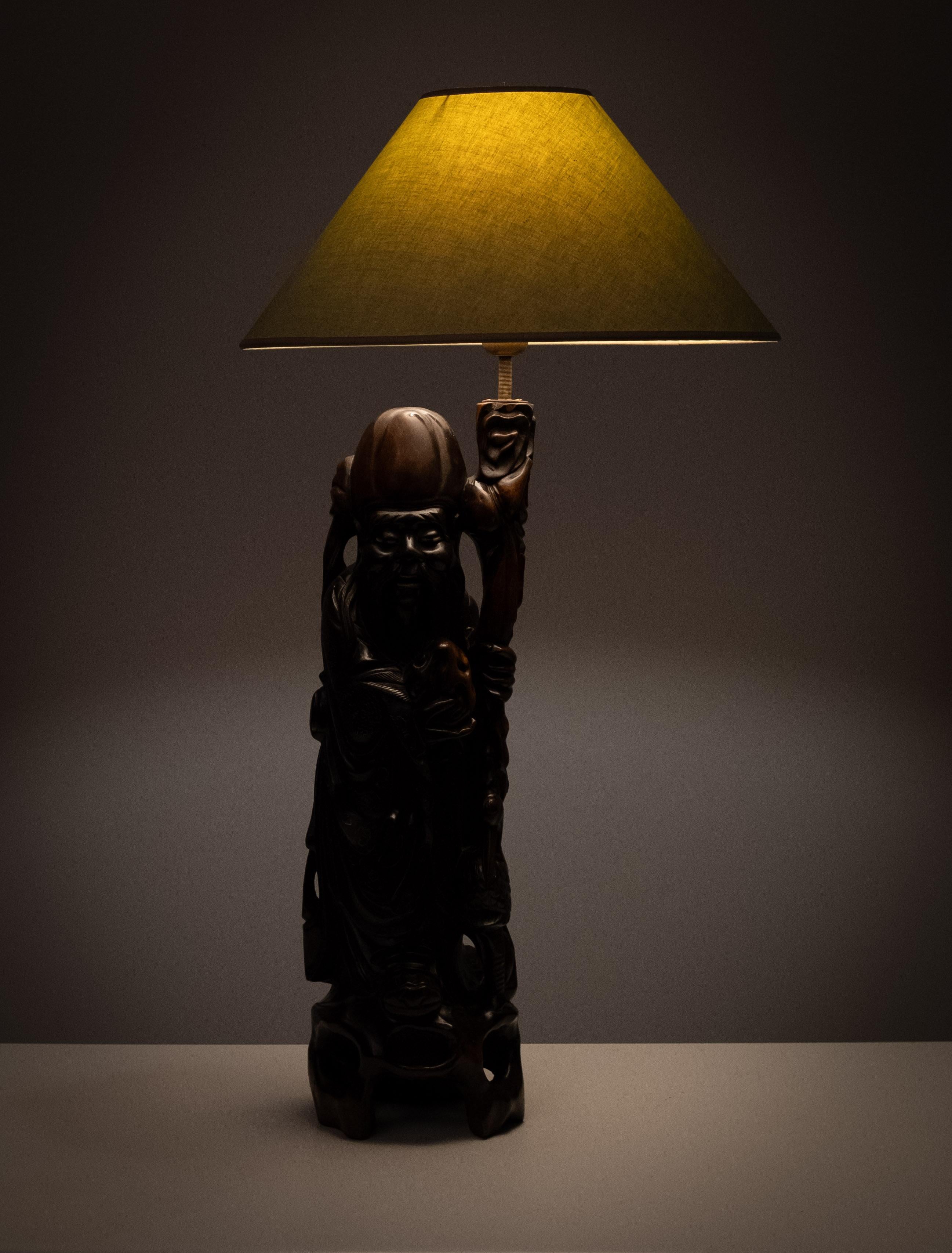 Lampe à poser  Bois de rose  - Shoulao - God of Longevity Prosperety - Chine en vente 6