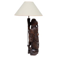 Table lamp  Rosewood  - Shoulao - God of Longevity Prosperety - China