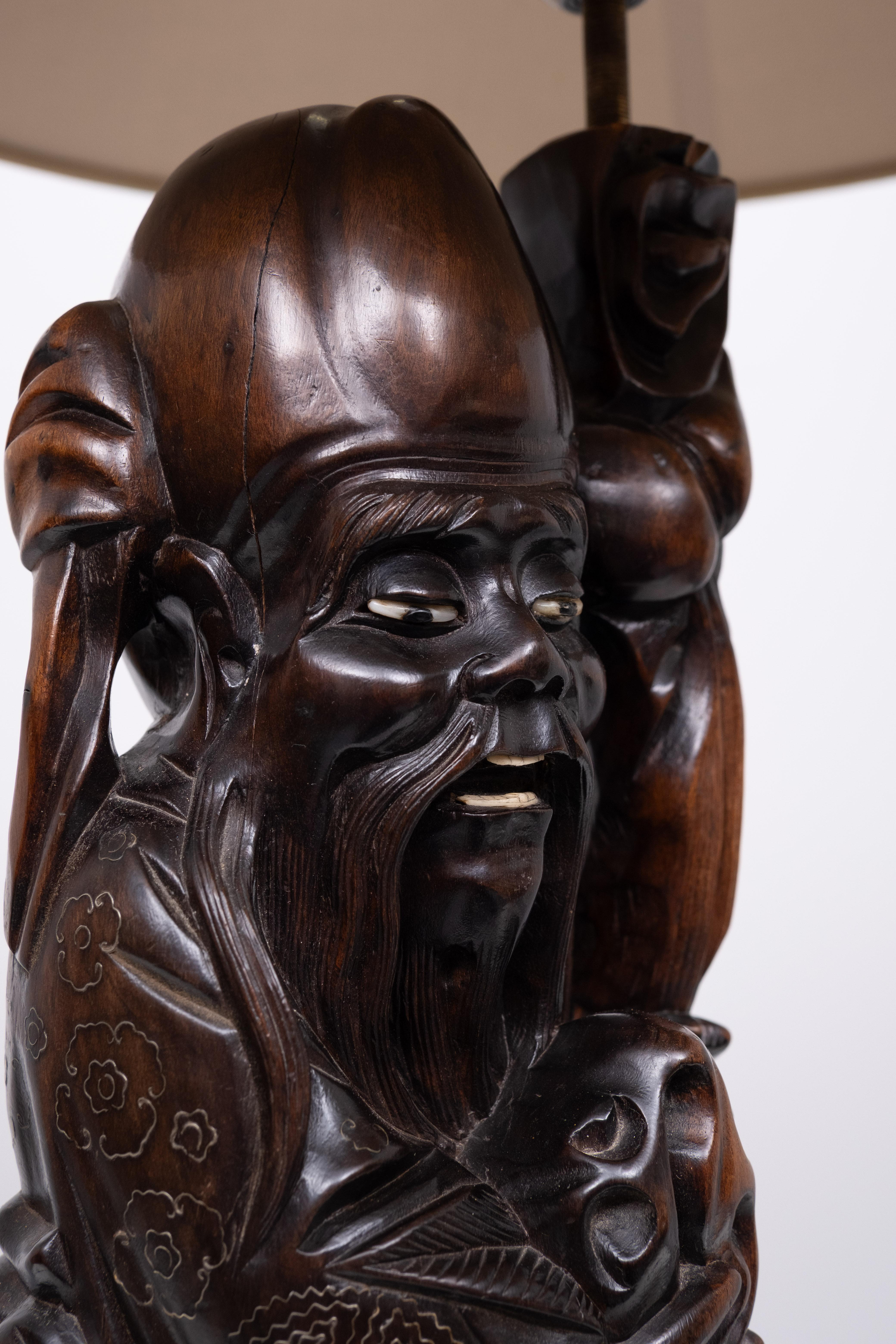 Lampe à poser  Bois de rose  - Shoulao - God of Longevity Prosperety - Chine en vente 2