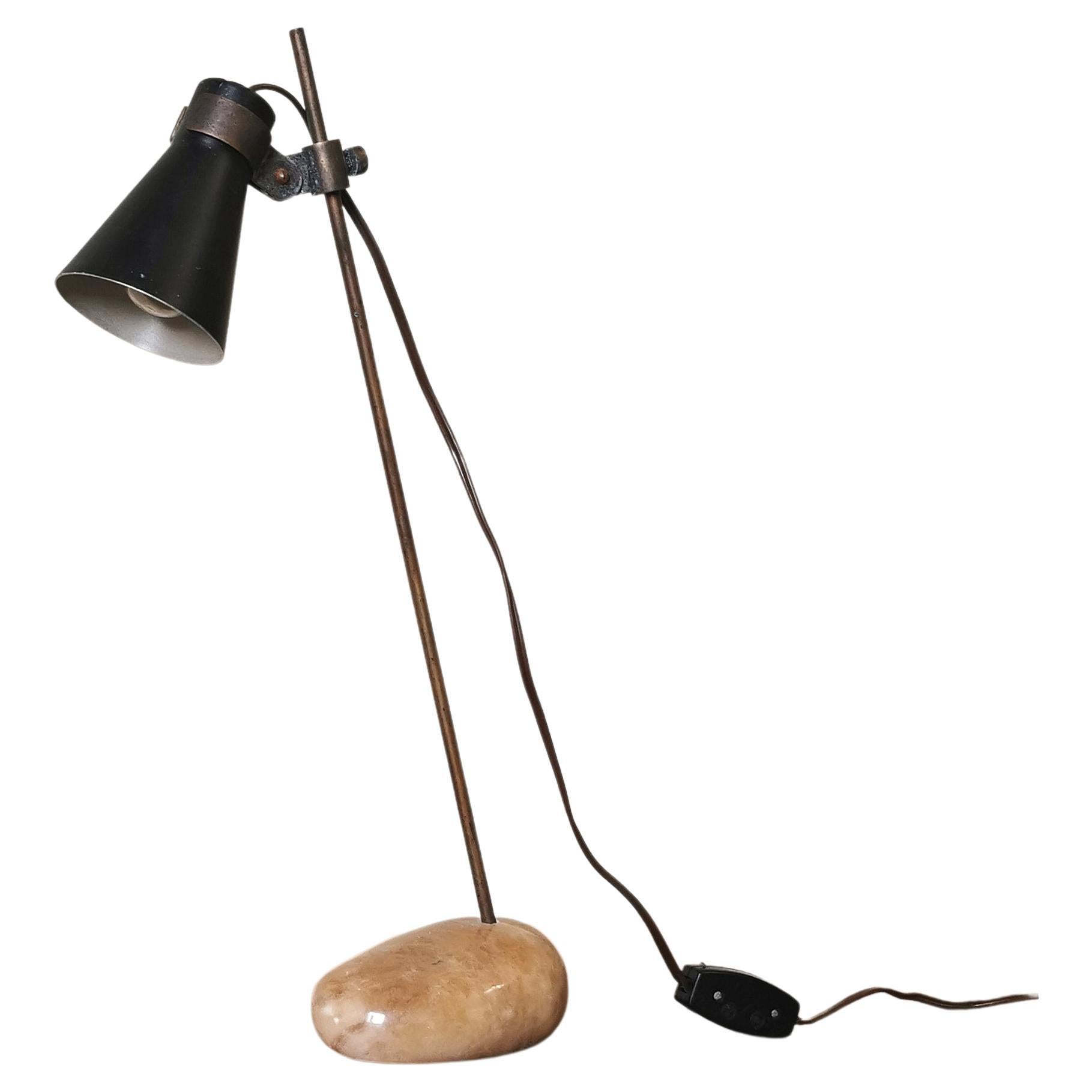 Table Lamp Luigi Caccia Dominioni Sasso Brass Aluminum Midcentury Italy, 1948s For Sale