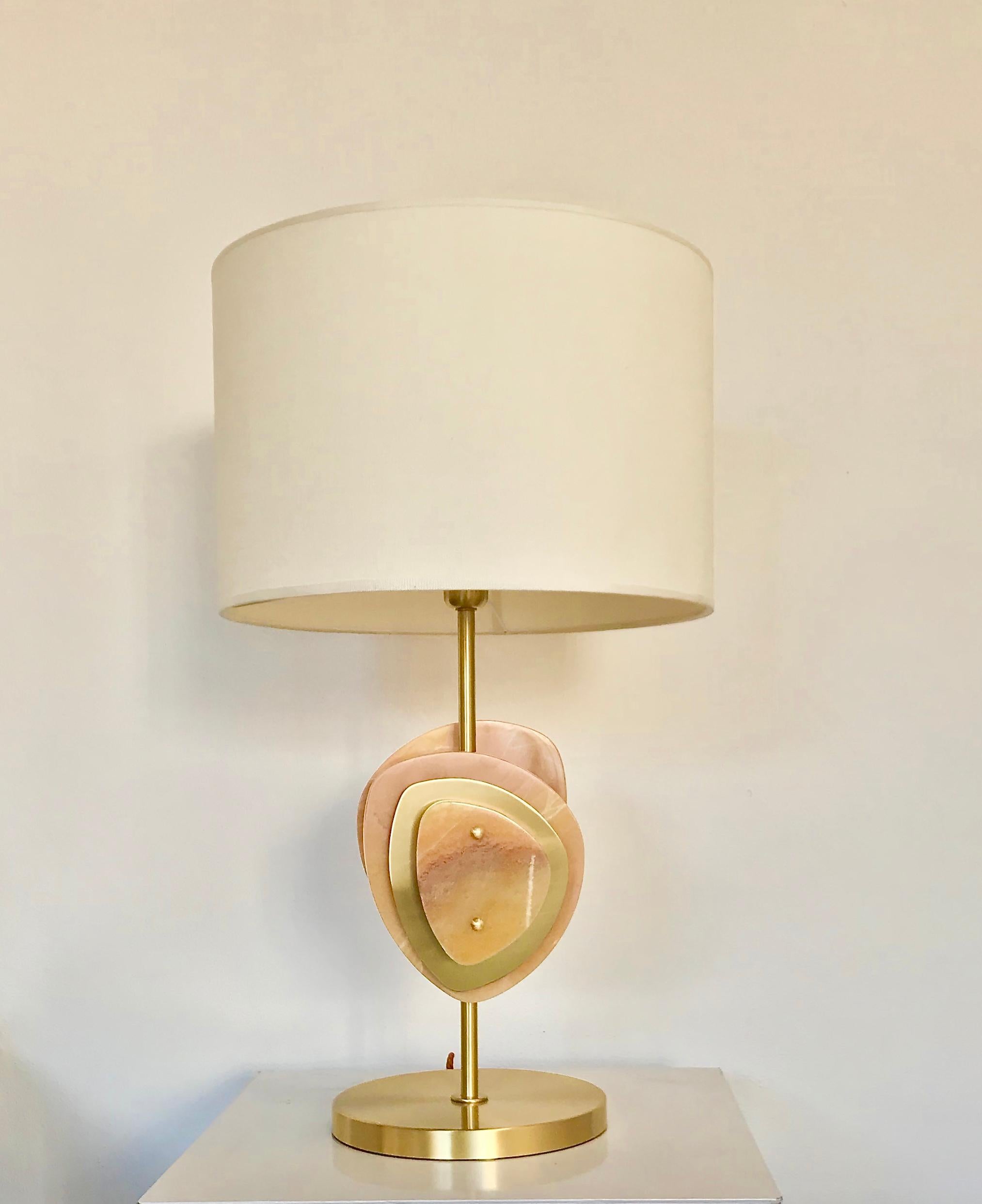 Beautiful Onyx and Brass Table Lamp 