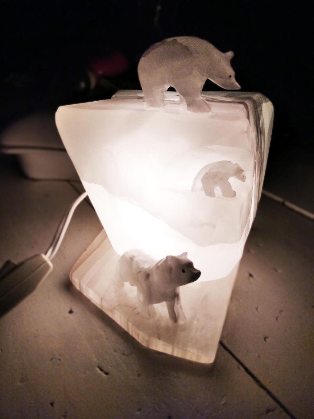  Sculture Light Iceberg Polar Bears on Ice, Spain.Onix Or Alabaster Midcentury For Sale 4