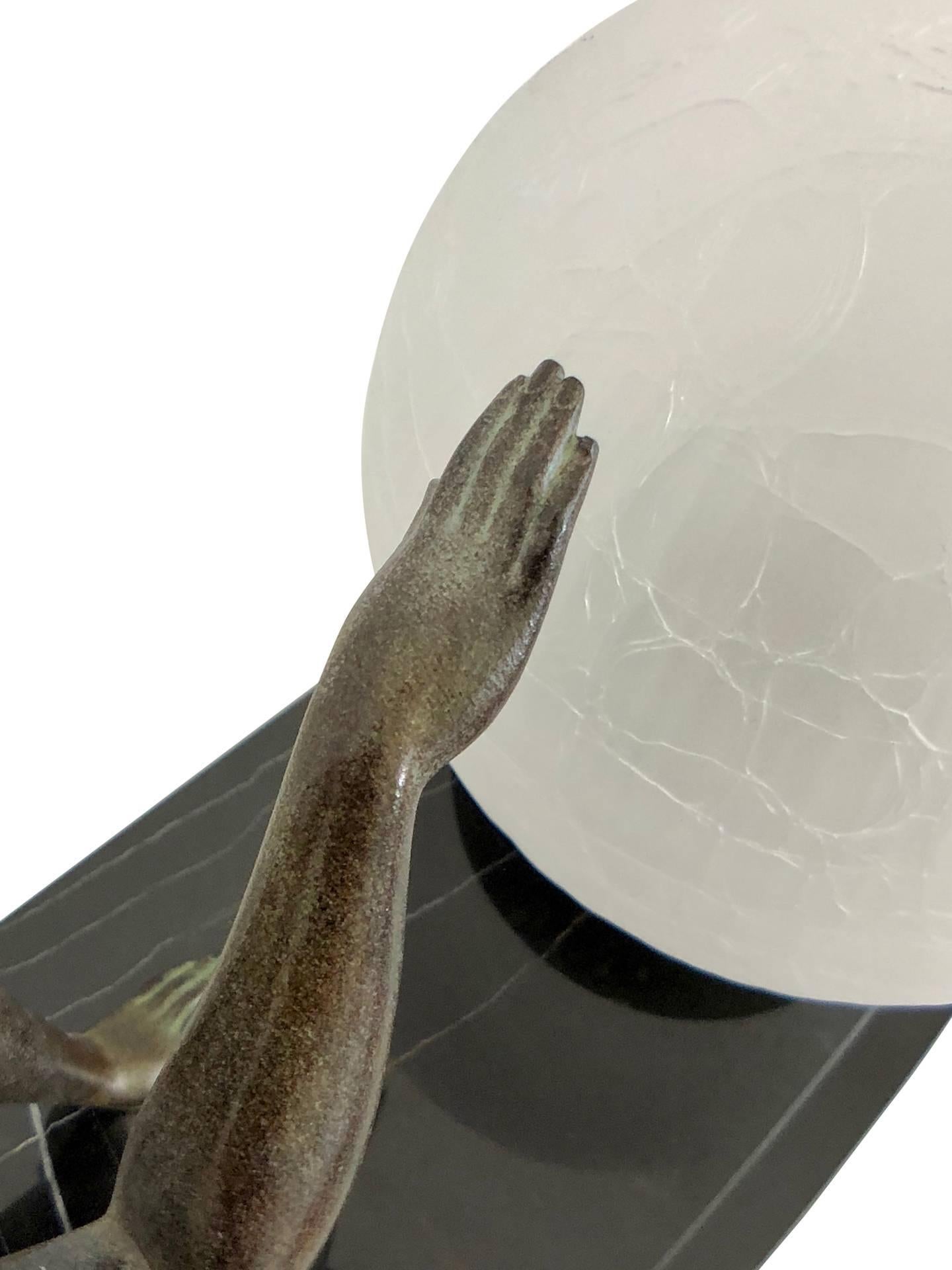 Table Lamp Seduction Lumineuse Lady with Glass Ball by Fayral and Max Le Verrier 2