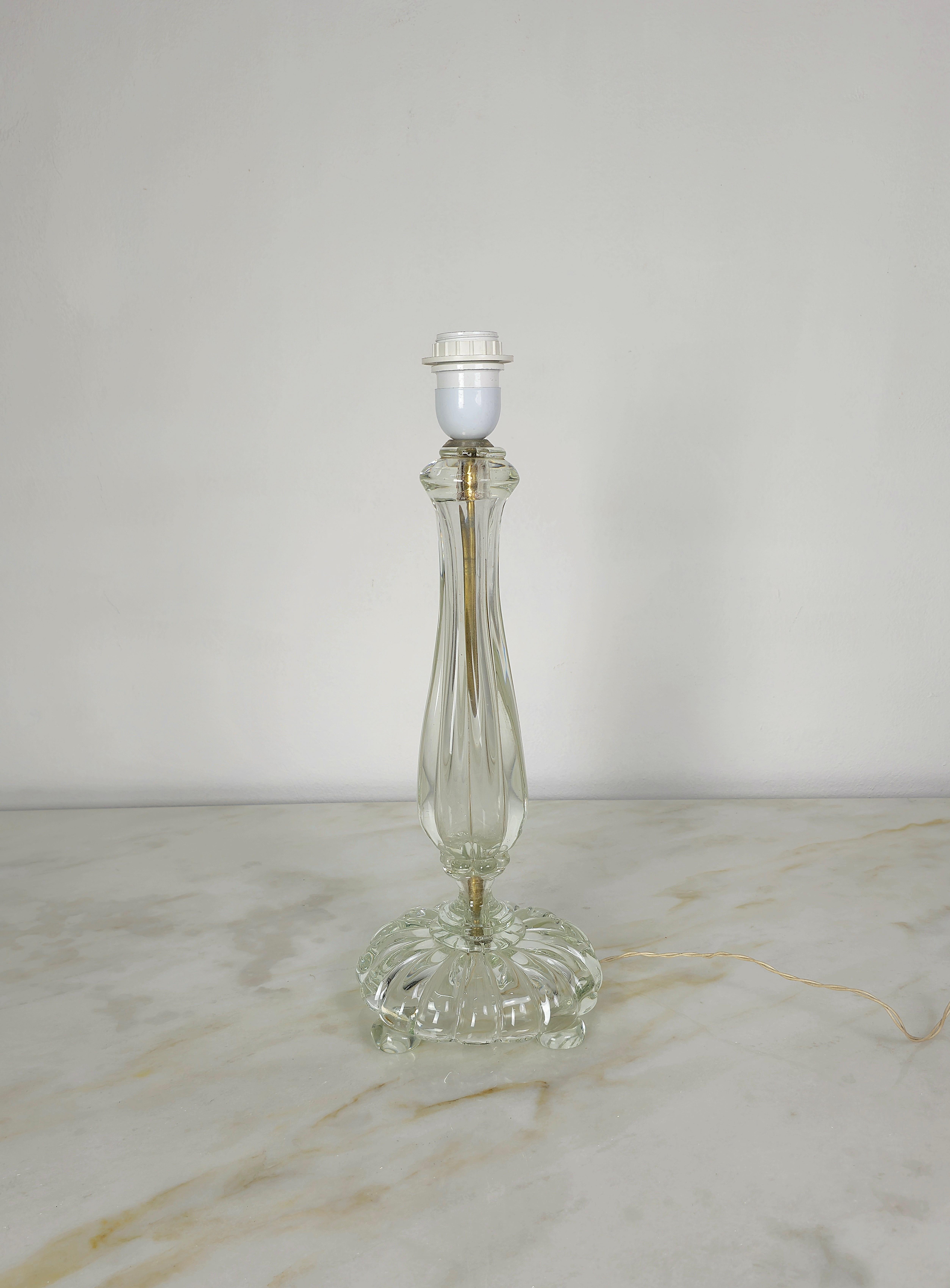 Table Lamp Seguso Murano Glass Fabric Midcentury Italian Design 1940s For Sale 5