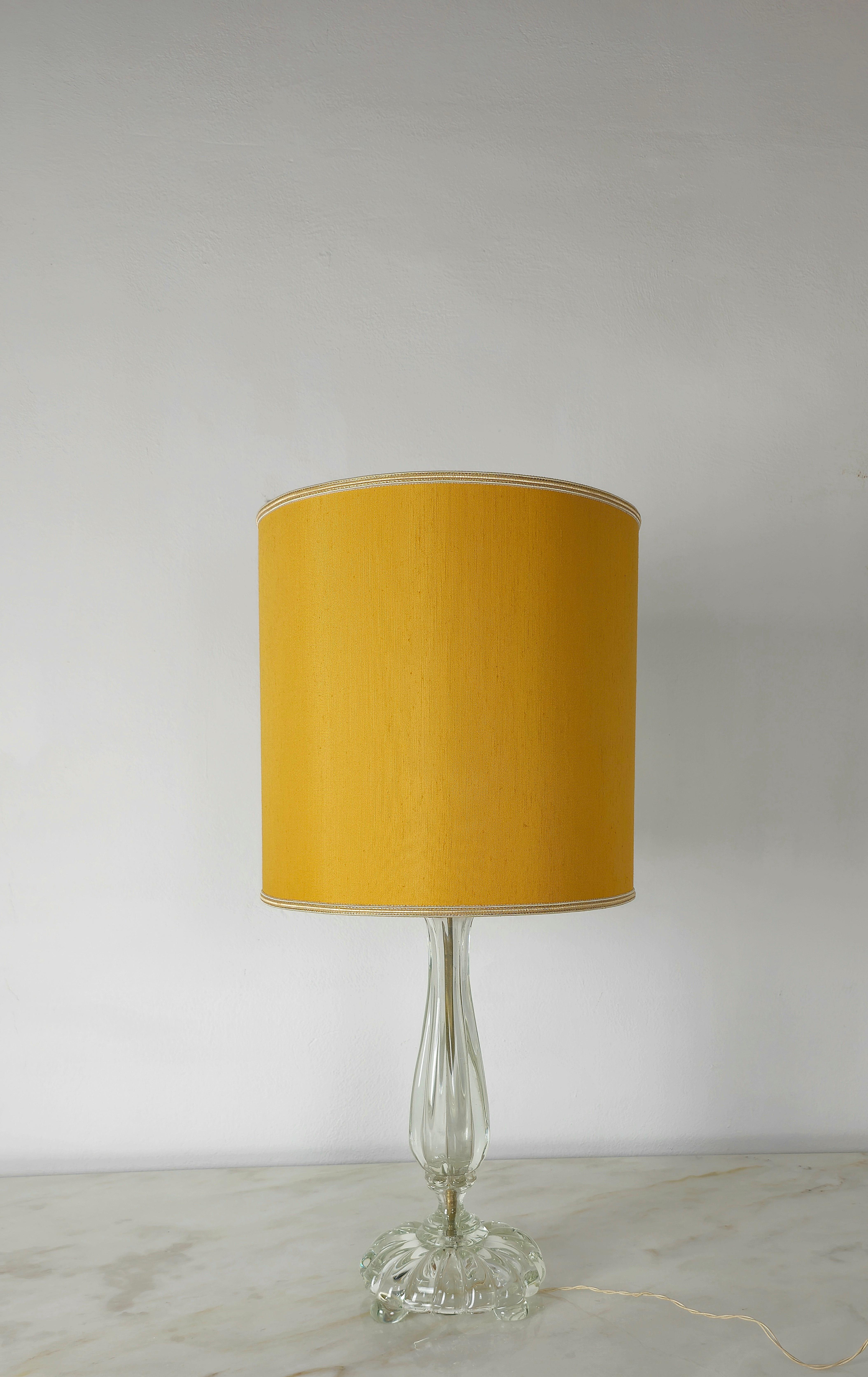Mid-Century Modern Table Lamp Seguso Murano Glass Fabric Midcentury Italian Design 1940s For Sale