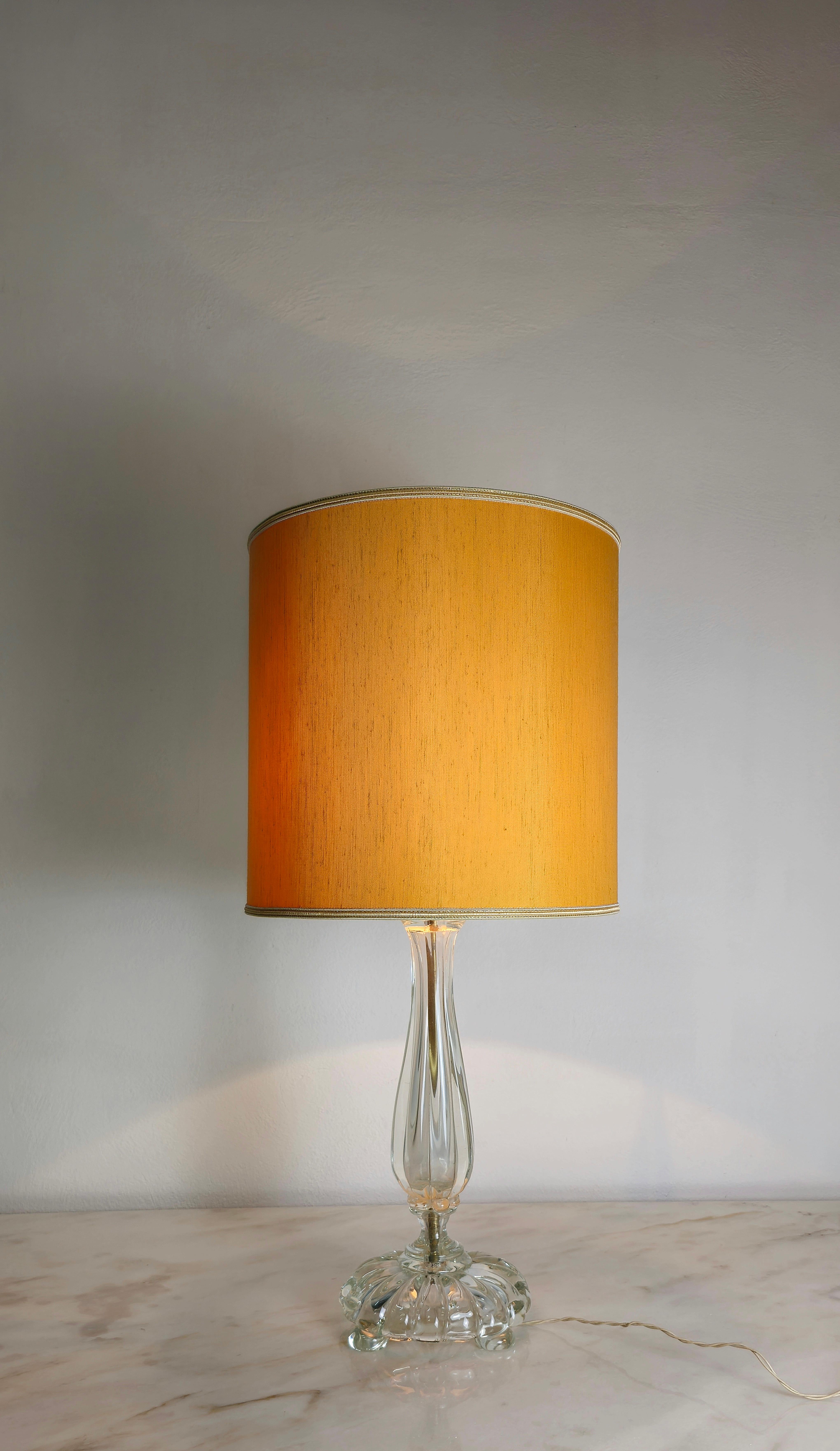 Table Lamp Seguso Murano Glass Fabric Midcentury Italian Design 1940s In Good Condition For Sale In Palermo, IT