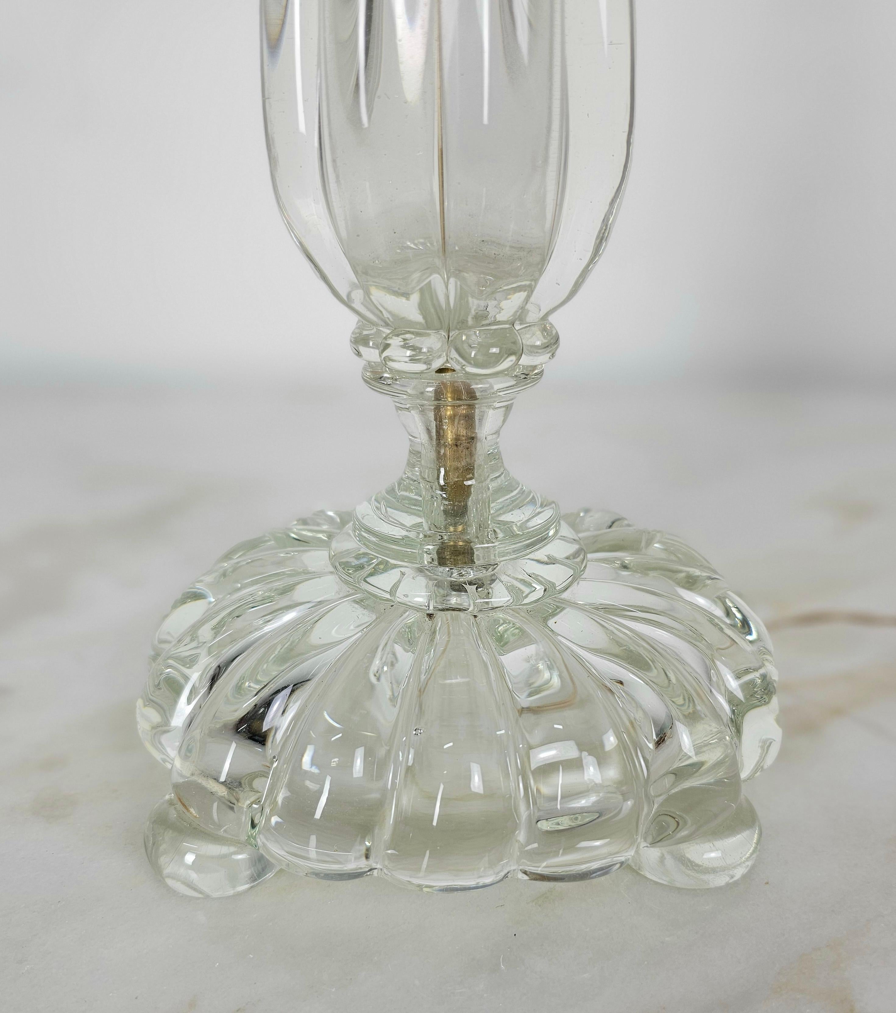 20th Century Table Lamp Seguso Murano Glass Fabric Midcentury Italian Design 1940s For Sale