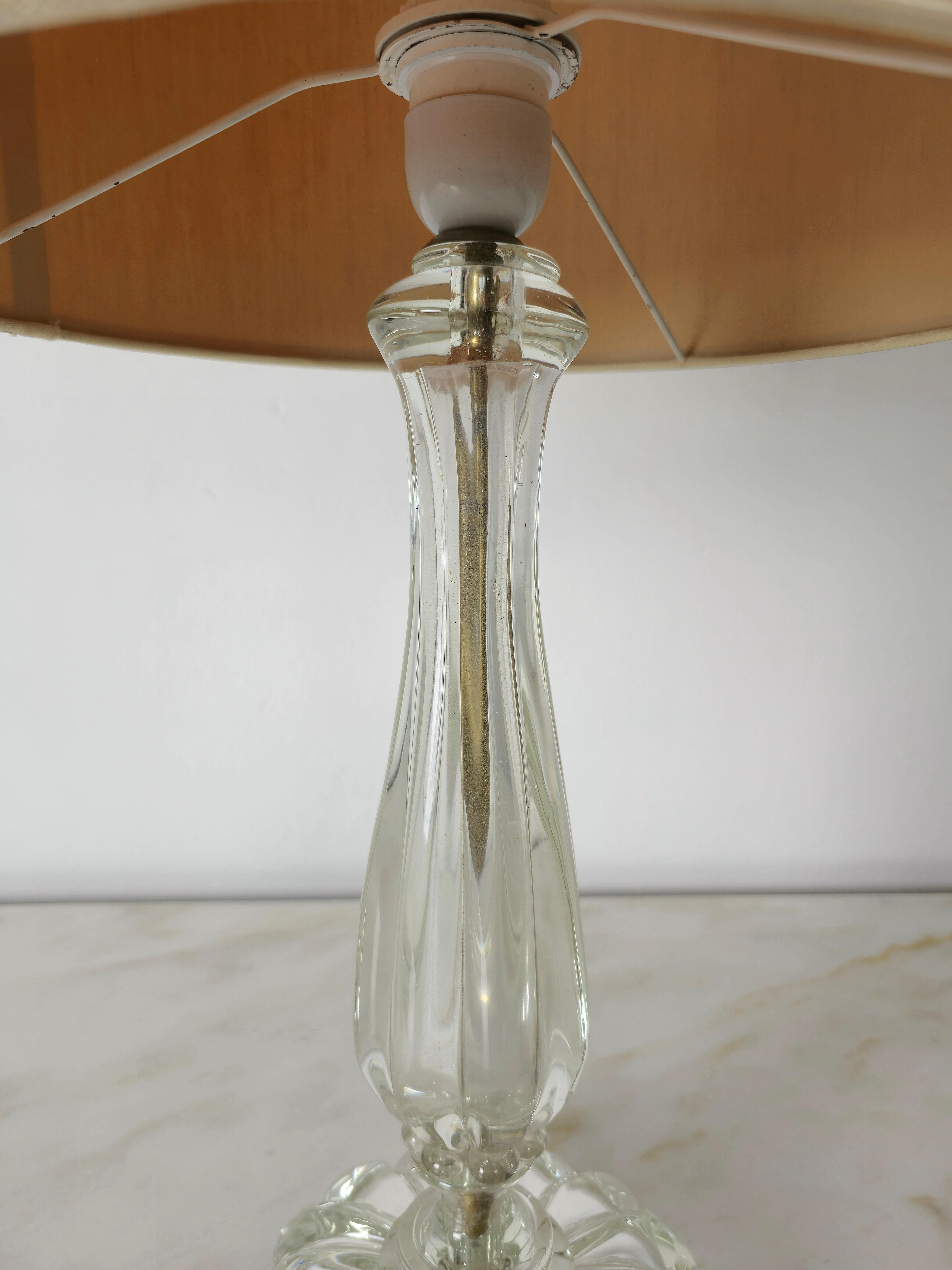 Table Lamp Seguso Murano Glass Fabric Midcentury Italian Design 1940s For Sale 1